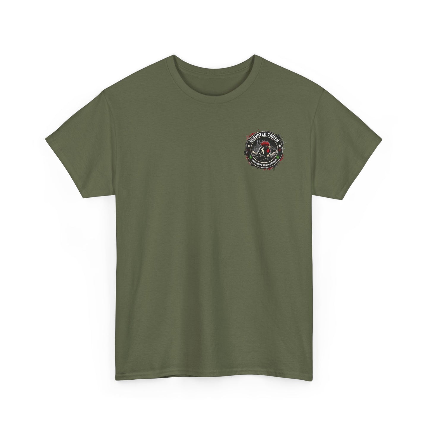 Rooster Squad Graphic Tee — Vintage Firefighter-Style Back Print
