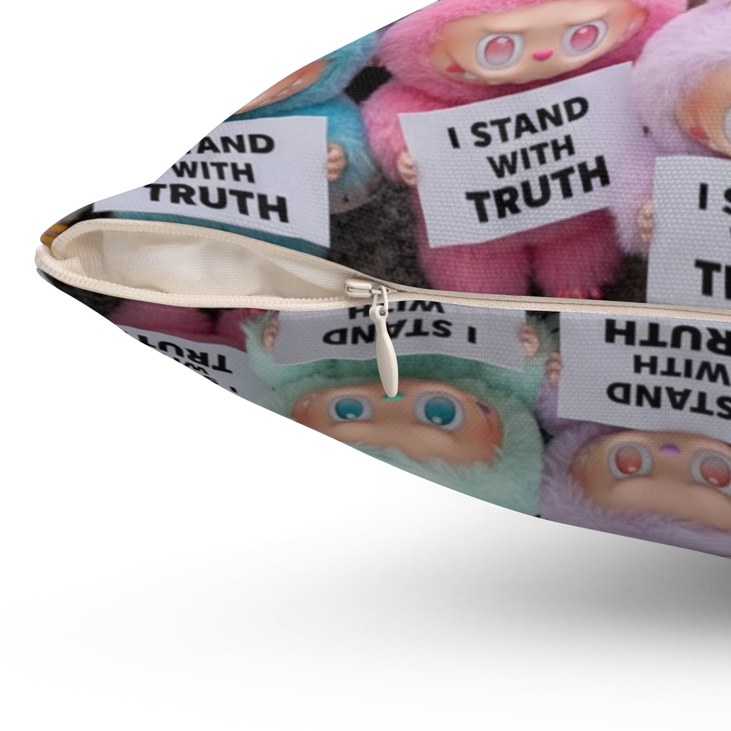 Cute LABUBU Decorative Pillow — "I Stand With Truth"