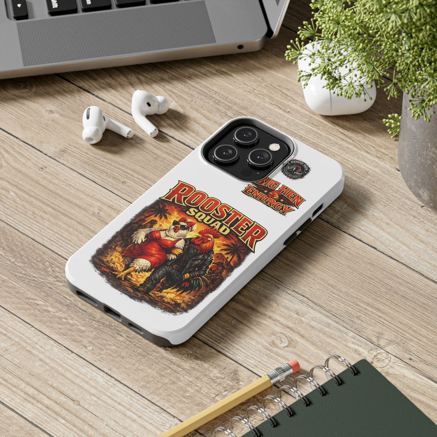Rooster Squad Tough Phone Case – "Big Hen Energy" Retro Chicken Couple Design