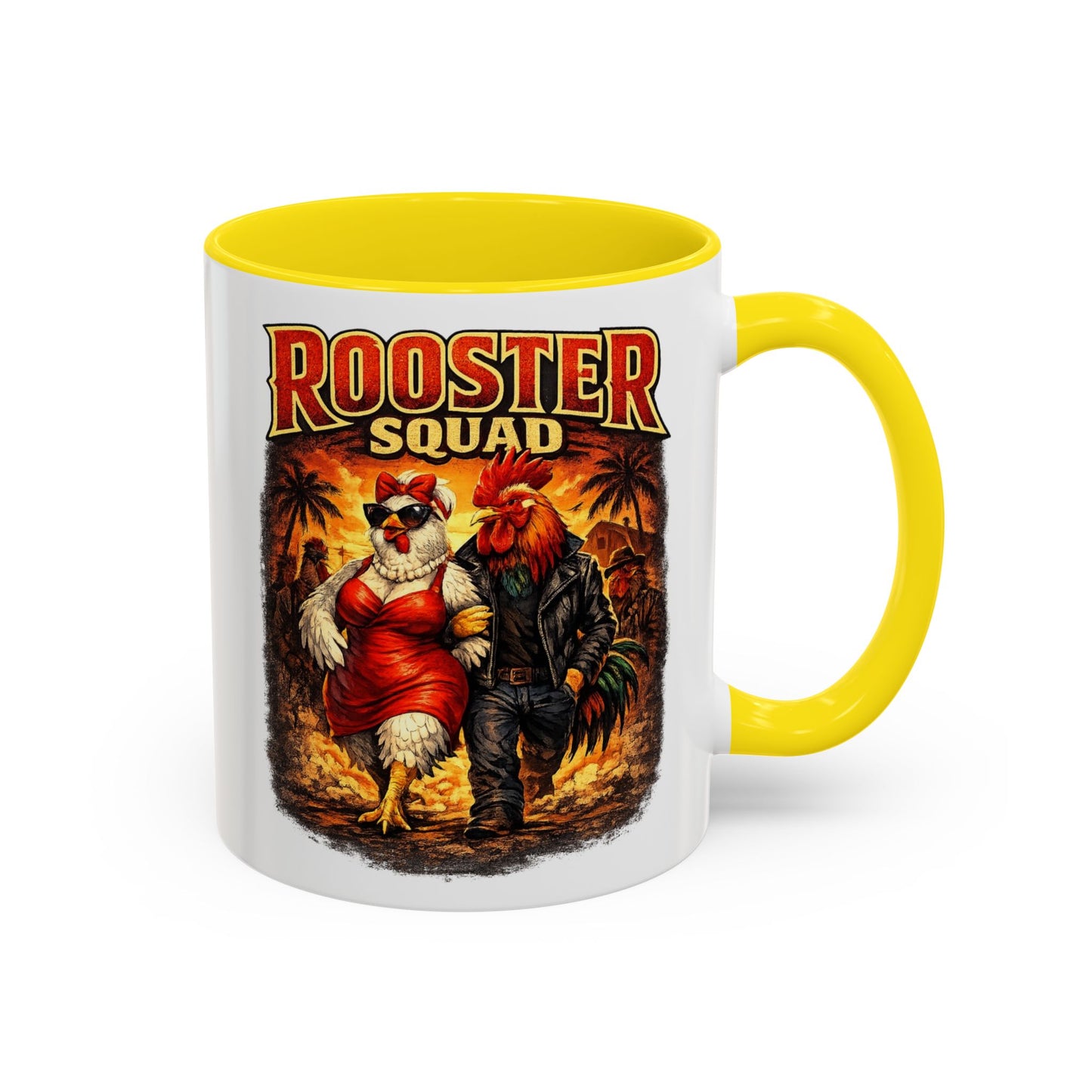 BIG ROOSTER ENERGY: Rooster Squad Coffee Mug – Retro Tropical Rooster Couple Accent Mug (11/15oz)