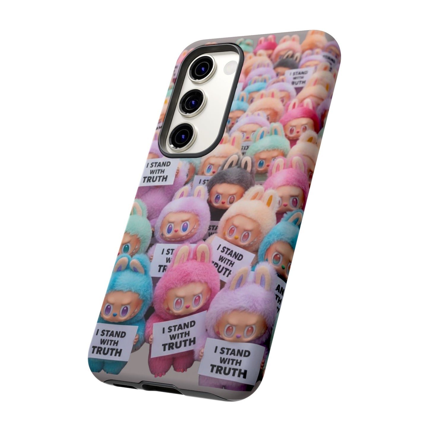 Cute Labubu  Phone Case — "I Stand With Truth" Pastel Doll Design