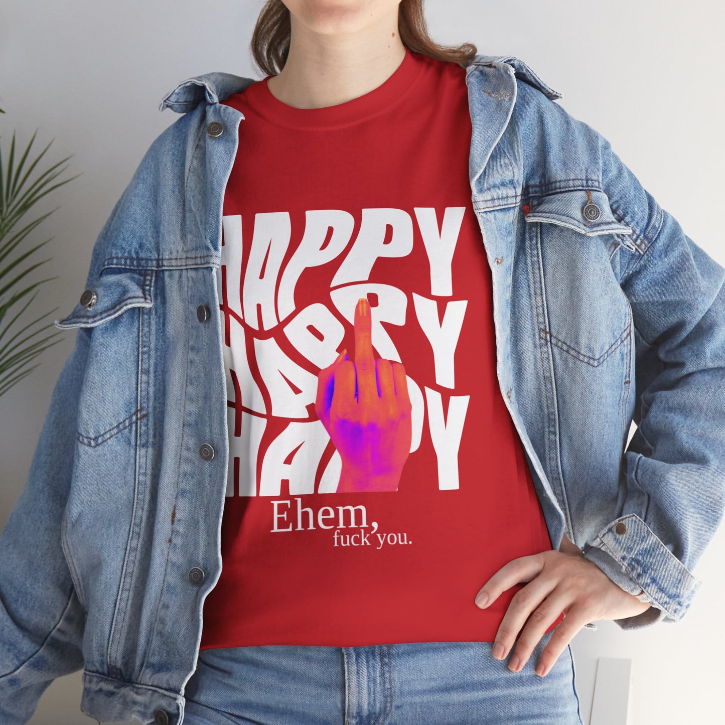 Happy Middle Finger Tee — "Ehem, fuck you." Graphic T-Shirt