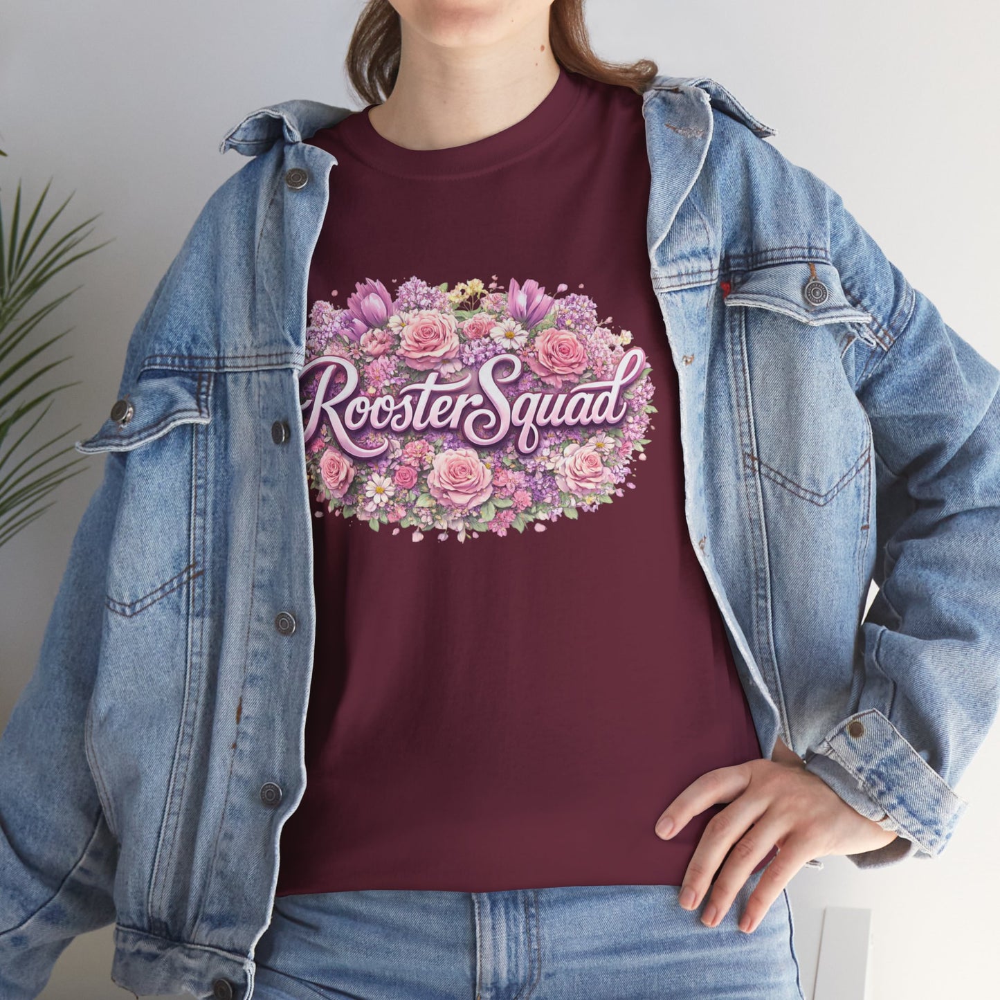 Rooster Squad Floral Tee — Vintage Pink Floral Graphic Shirt