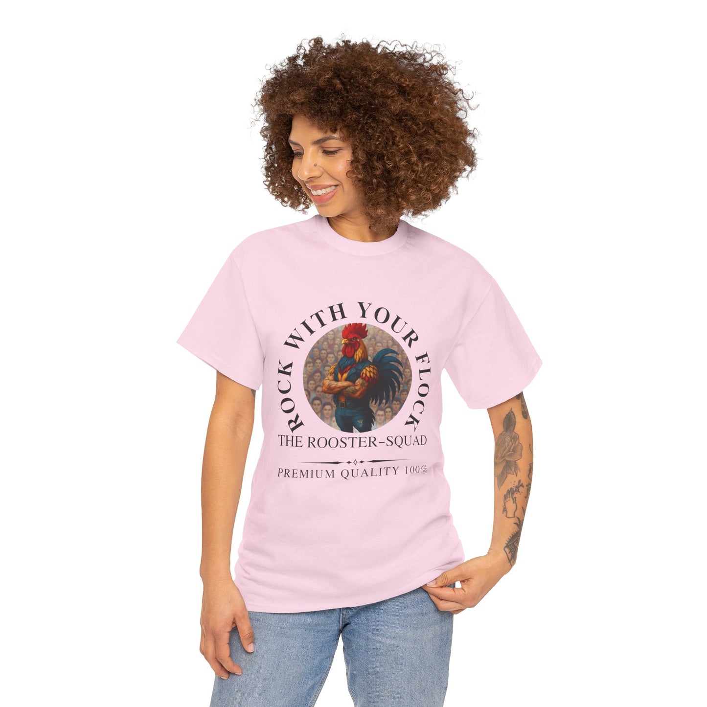 Rooster Squad Tee — "Rock With Your Flock" Vintage Rooster Graphic T-Shirt