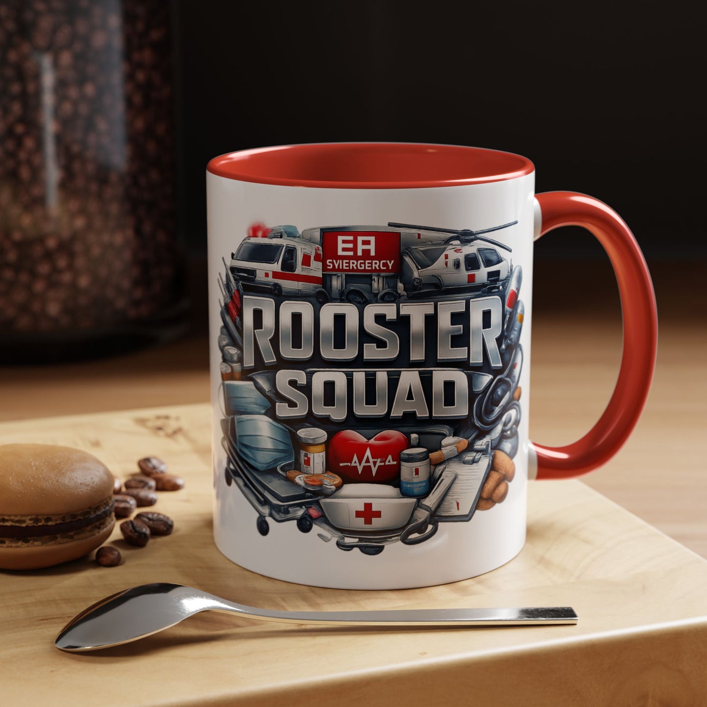 Rooster Squad Emergency Medical Coffee Mug — EMT Paramedic Rescue Accent Mug (11/15oz)