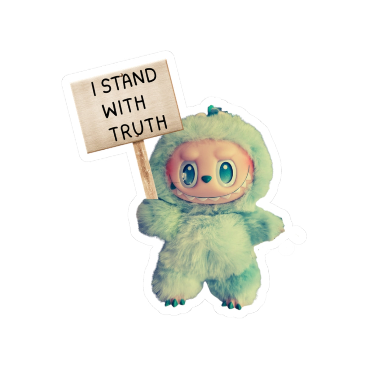 I Stand With Truth LABUBU Monster Sticker — Cute Protest Kiss-Cut Sticker