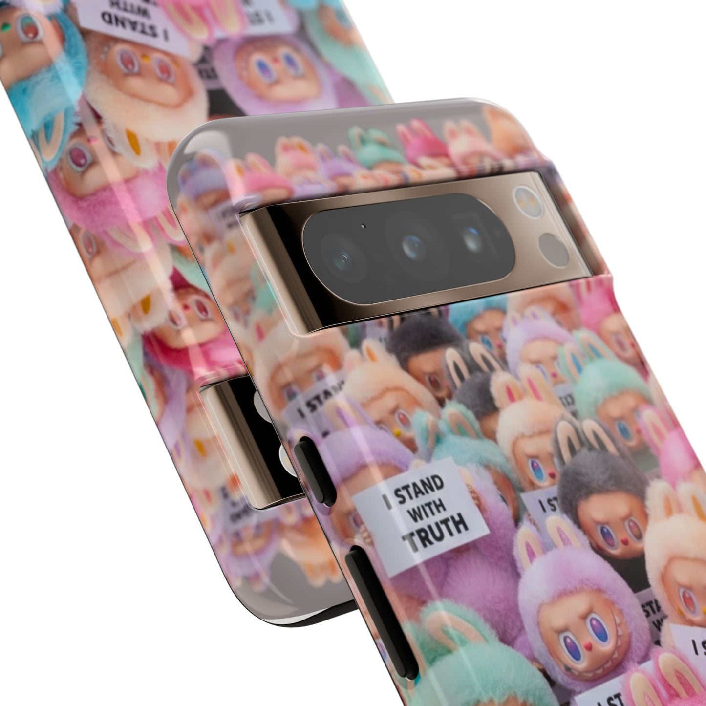 Cute Labubu  Phone Case — "I Stand With Truth" Pastel Doll Design