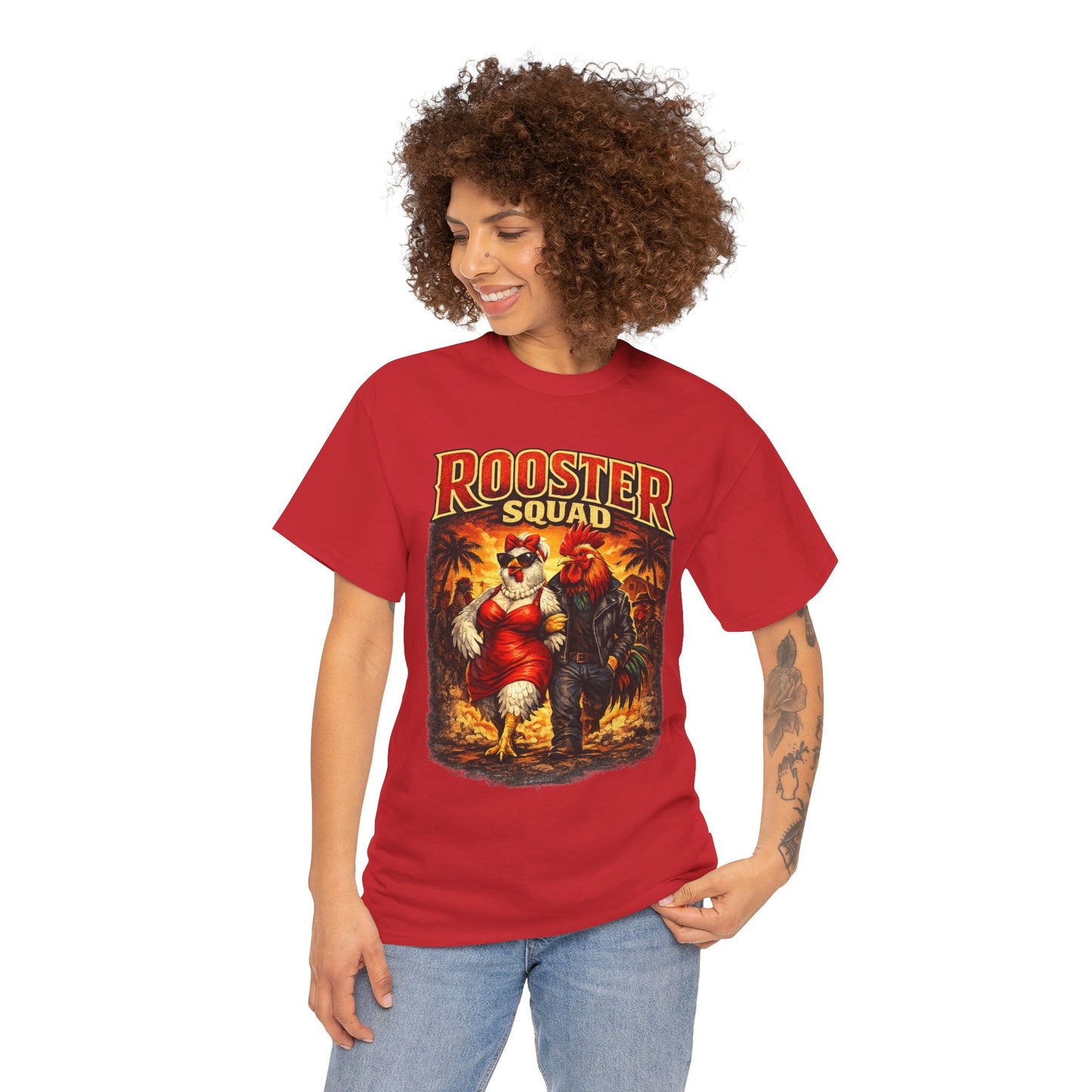 BIG ROOSTER ENERGY: Rooster Squad Vintage Graphic Tee – Retro Tropical Rooster Couple Shirt