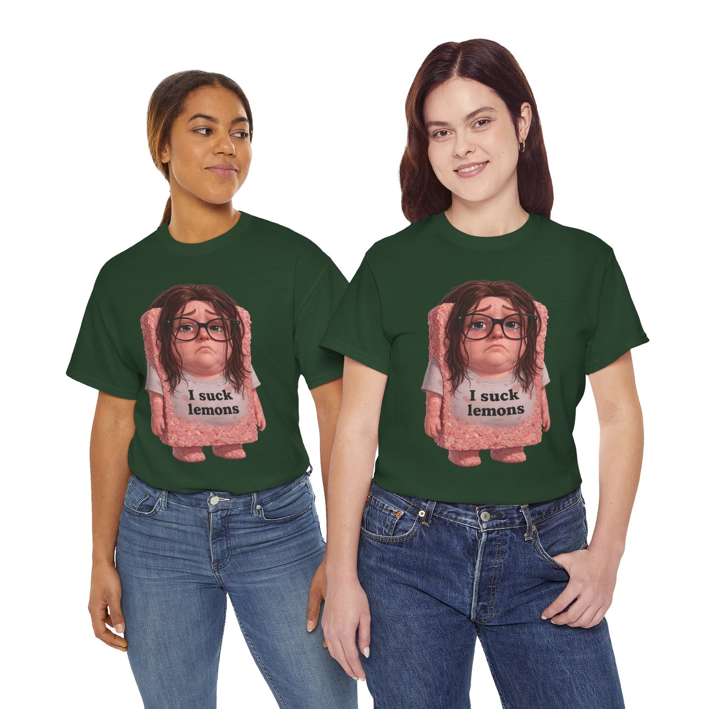 Graphic Tee — Cute Sad SPAM  Character with 'I suck lemons' Slogan