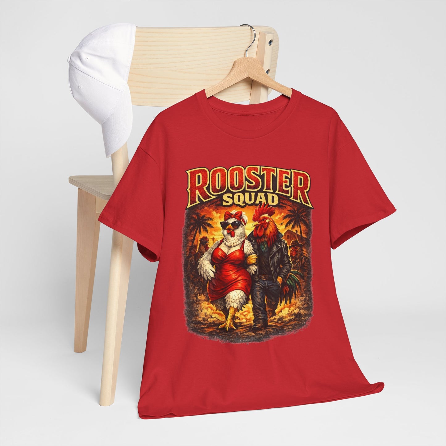 BIG ROOSTER ENERGY: Rooster Squad Vintage Graphic Tee – Retro Tropical Rooster Couple Shirt
