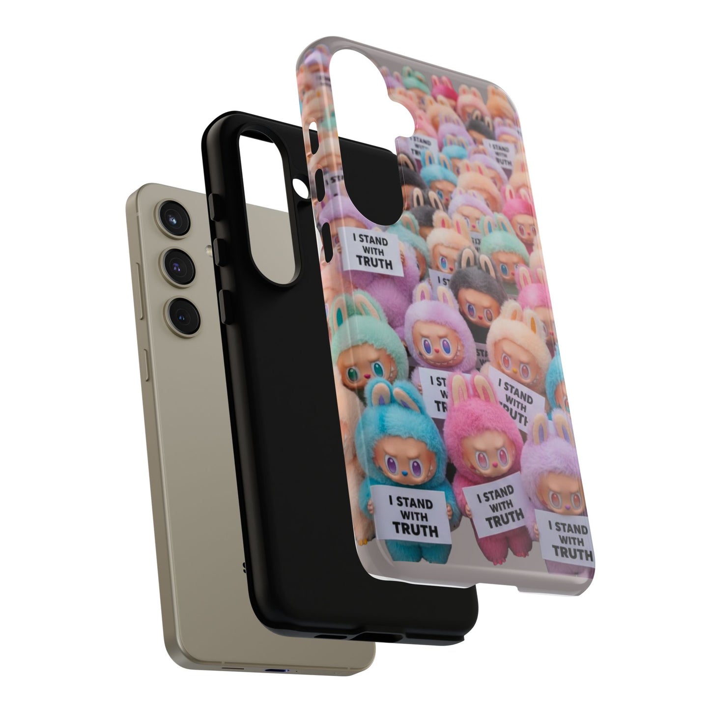Cute Labubu  Phone Case — "I Stand With Truth" Pastel Doll Design