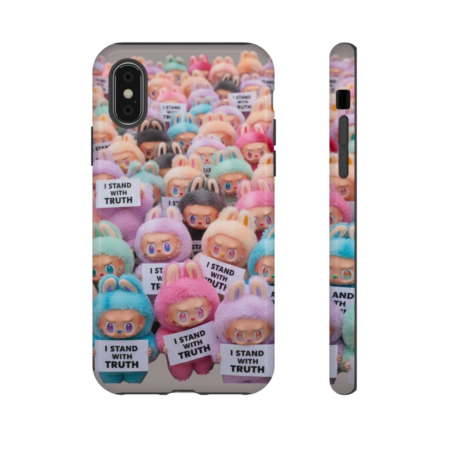 Cute Labubu  Phone Case — "I Stand With Truth" Pastel Doll Design