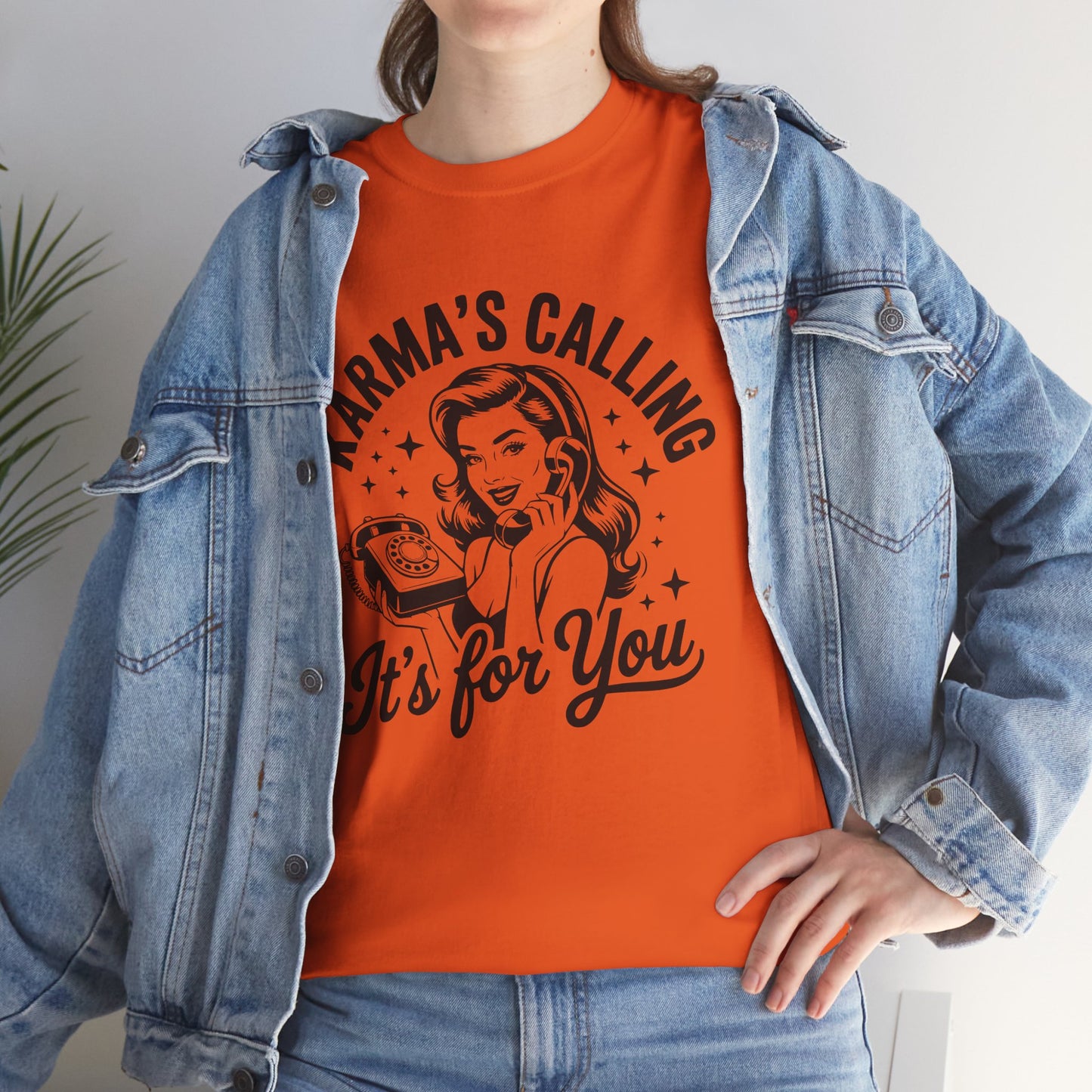 T‑Shirt — “Karma’s Calling, It’s for You” Retro Graphic Tee