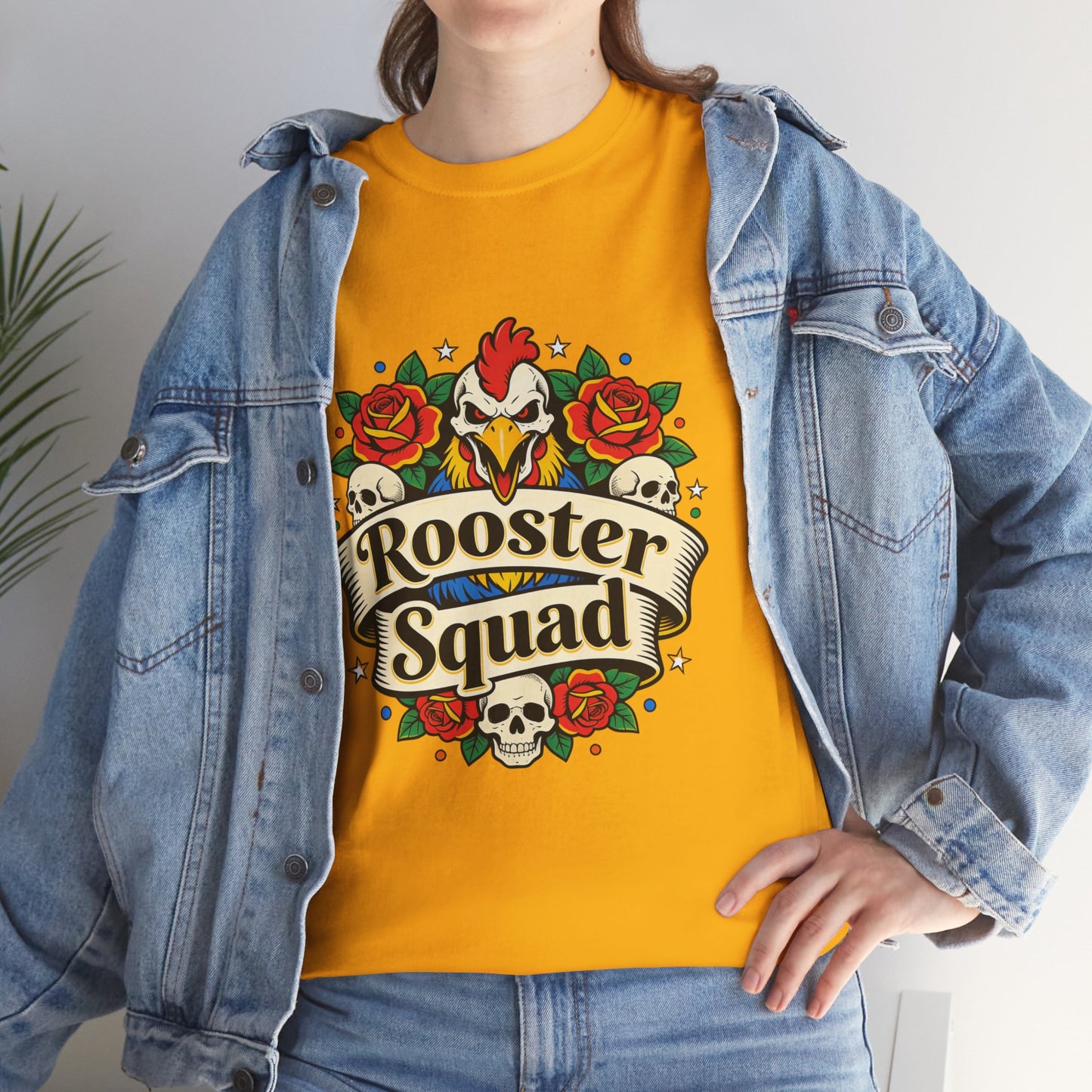 Rooster Squad T-Shirt — Vintage Tattoo Floral Rooster Tee
