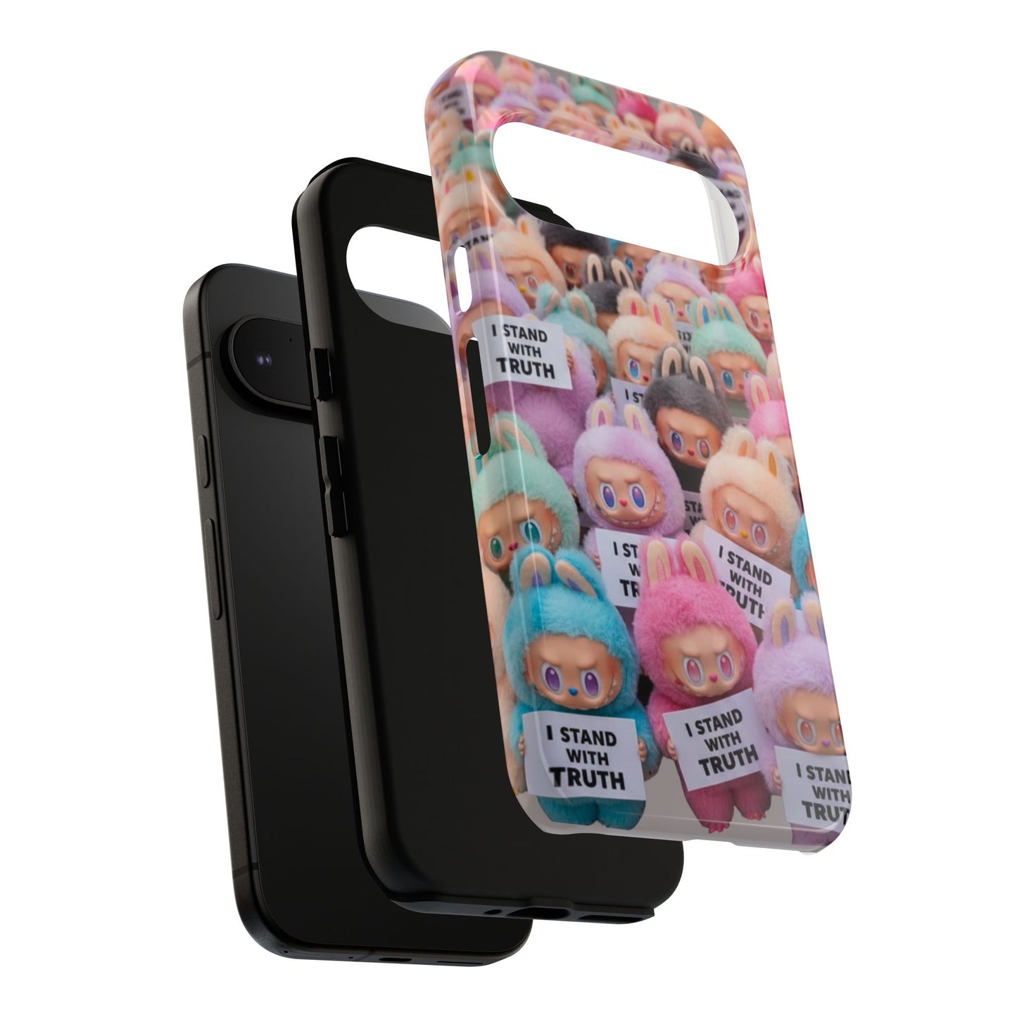 Cute Labubu  Phone Case — "I Stand With Truth" Pastel Doll Design