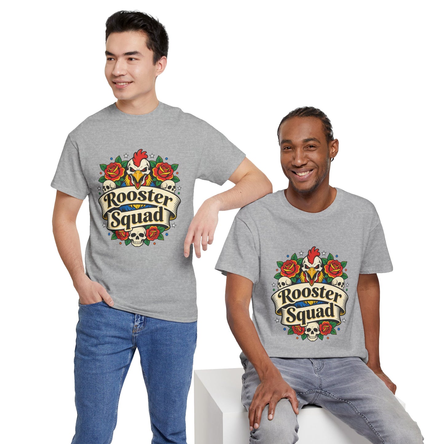 Rooster Squad T-Shirt — Vintage Tattoo Floral Rooster Tee