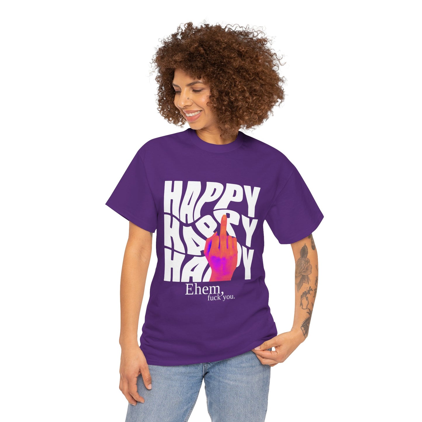 Happy Middle Finger Tee — "Ehem, fuck you." Graphic T-Shirt