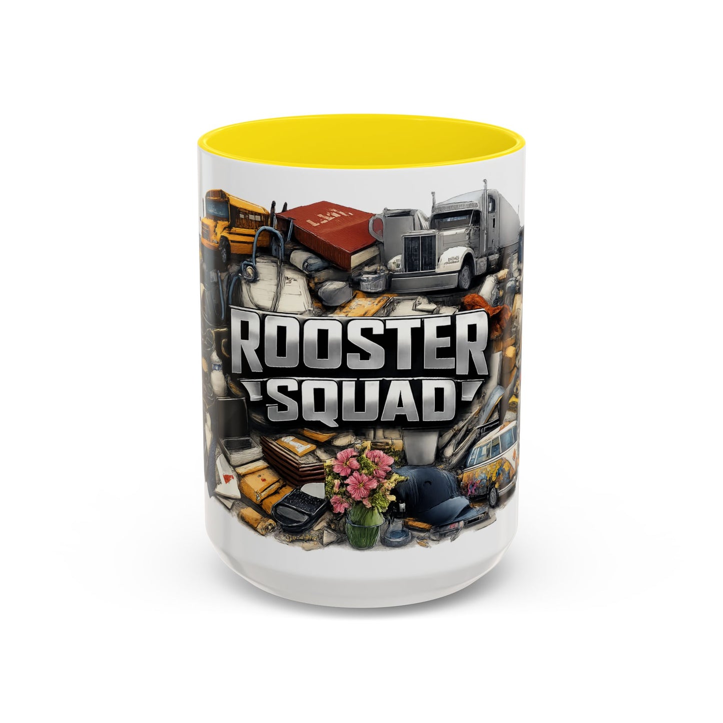 Rooster Squad Accent Coffee Mug — 'Rooster Squad, Loud and Proud' Bright Ceramic Mug