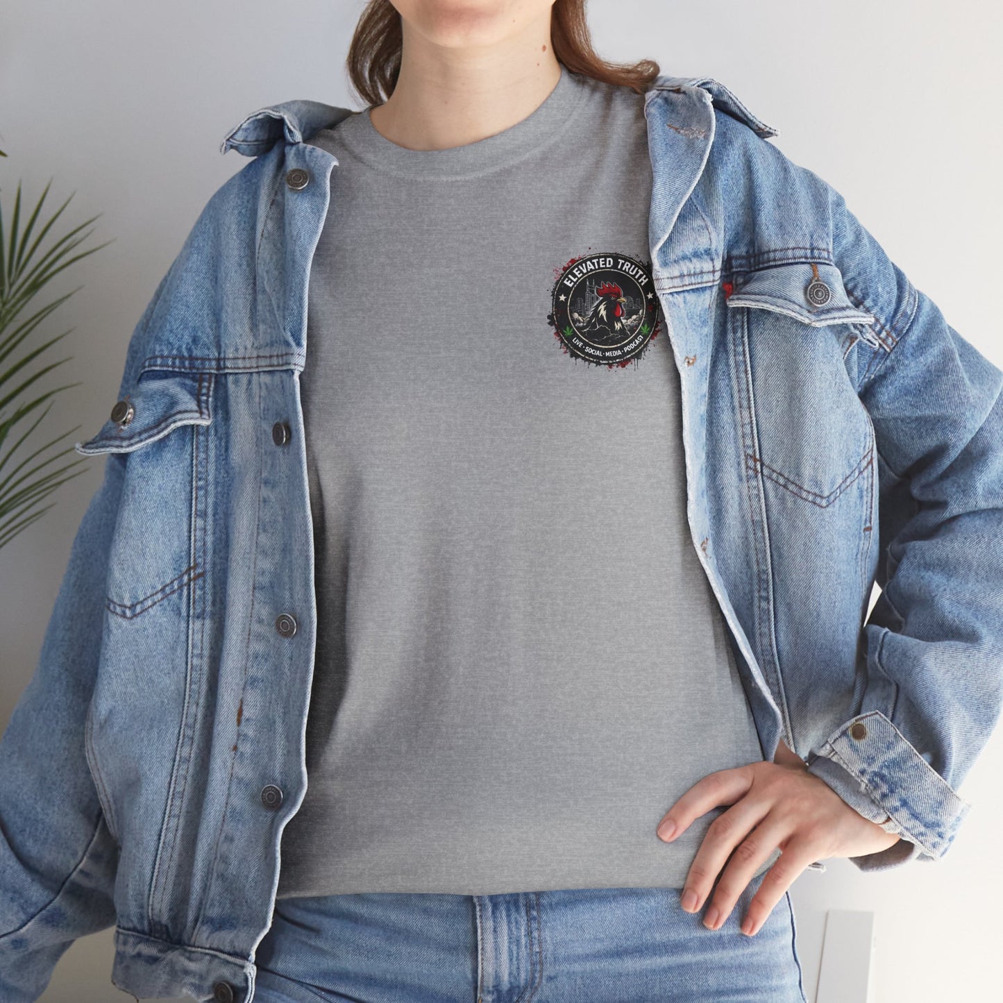 Rooster Squad Graphic Tee — Vintage Firefighter-Style Back Print