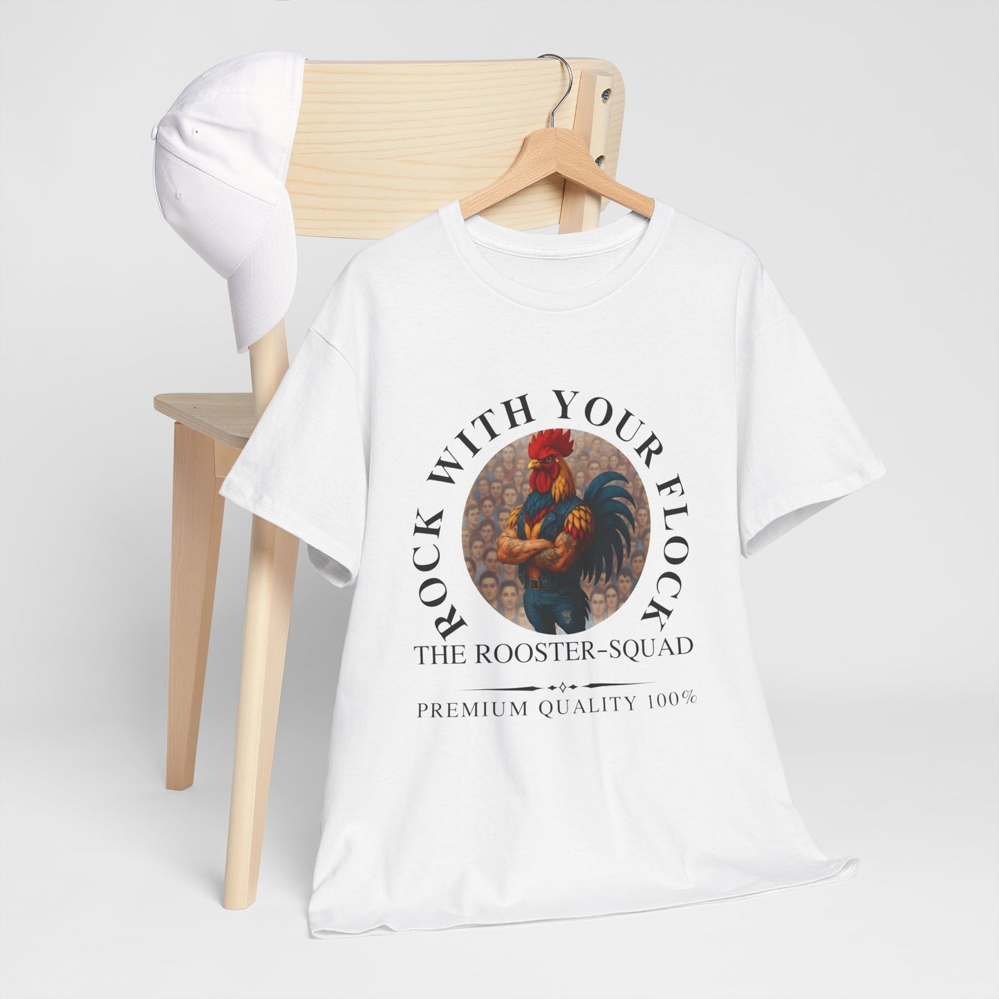 Rooster Squad Tee — "Rock With Your Flock" Vintage Rooster Graphic T-Shirt
