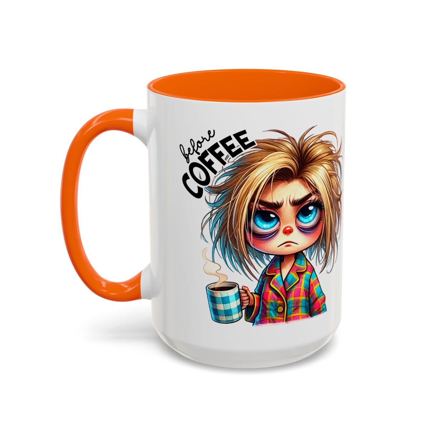 Accent Coffee Mug — Cute Blonde 'Fully Caffeinated' Coffee Lover Gift (11/15 oz)