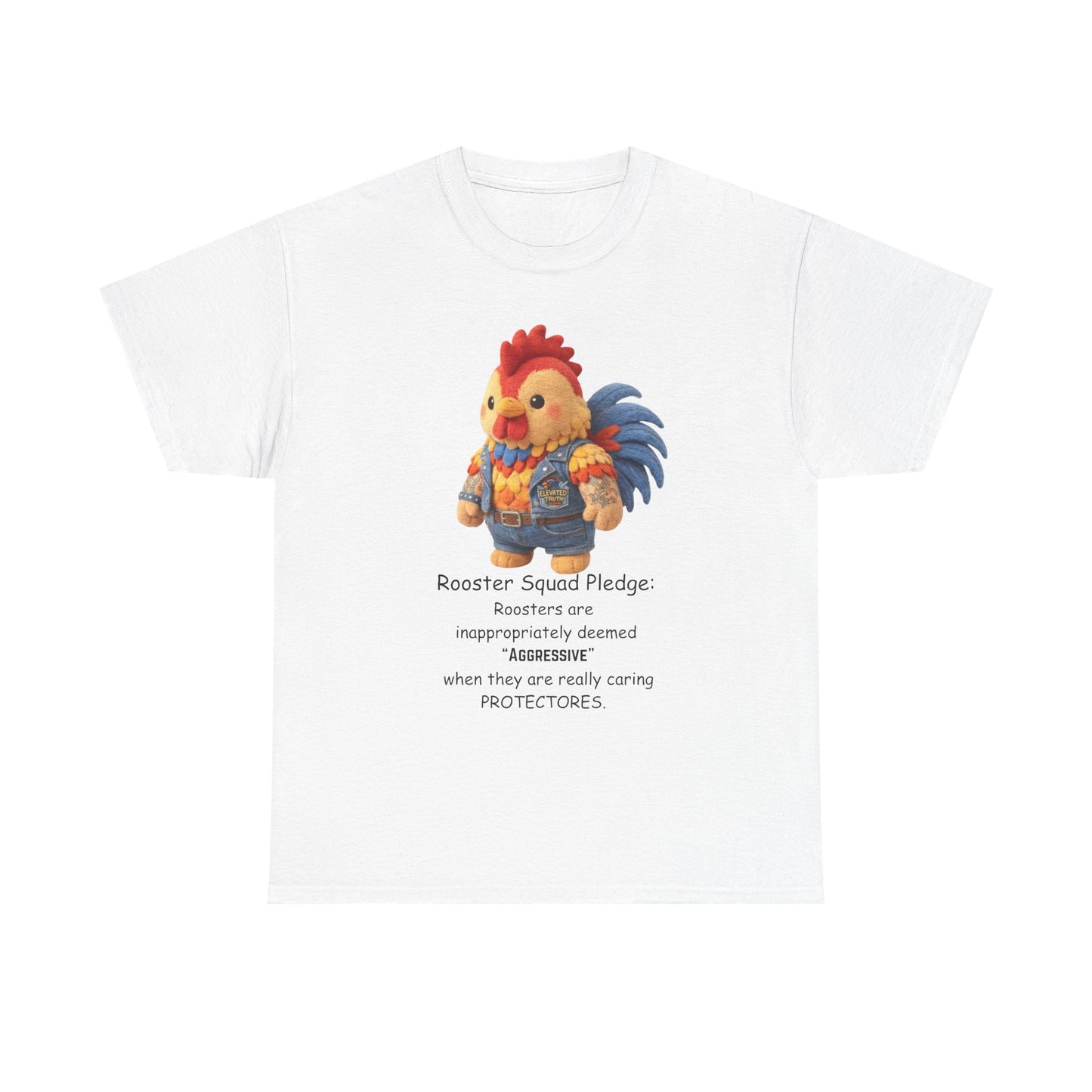 Rooster Squad Pledge T‑Shirt — Cute Protective Rooster Illustration Tee