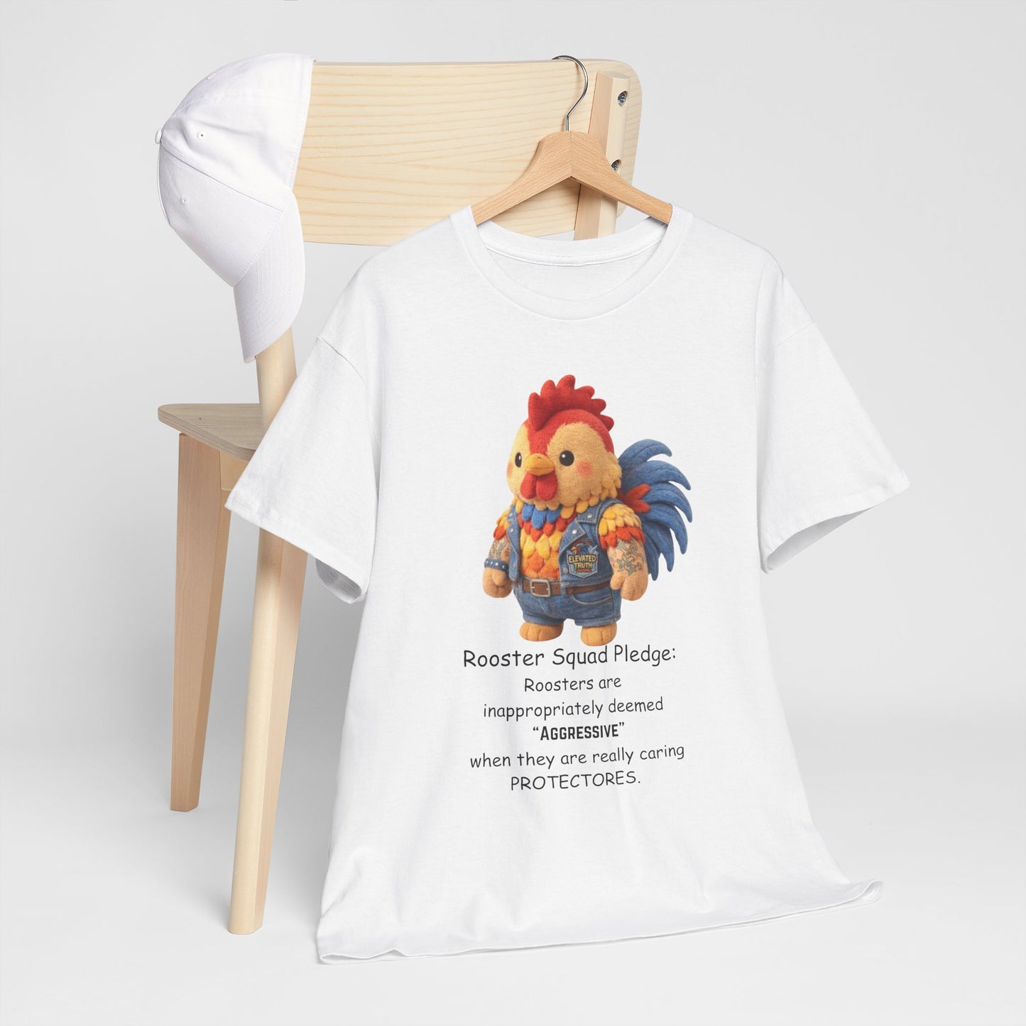 Rooster Squad Pledge T‑Shirt — Cute Protective Rooster Illustration Tee