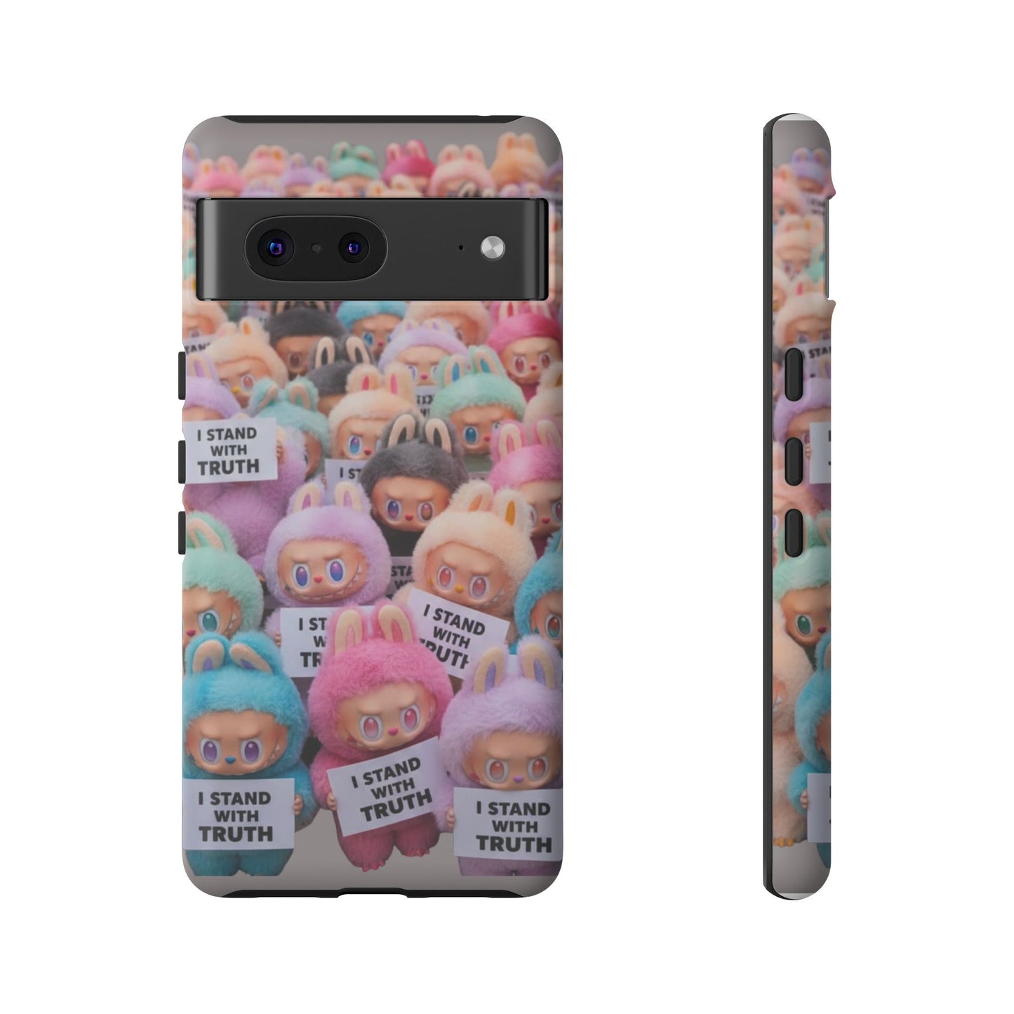Cute Labubu  Phone Case — "I Stand With Truth" Pastel Doll Design