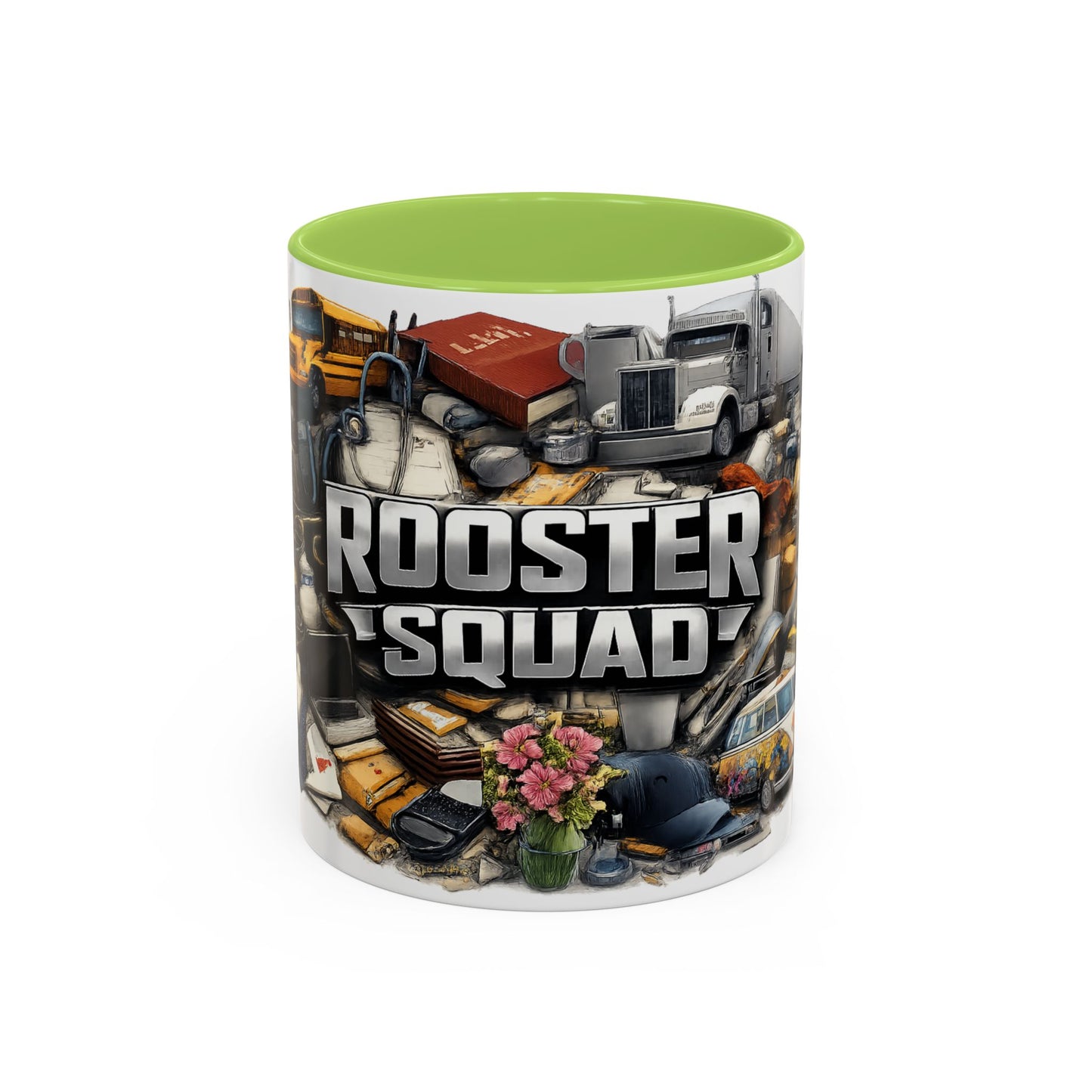 Rooster Squad Accent Coffee Mug — 'Rooster Squad, Loud and Proud' Bright Ceramic Mug