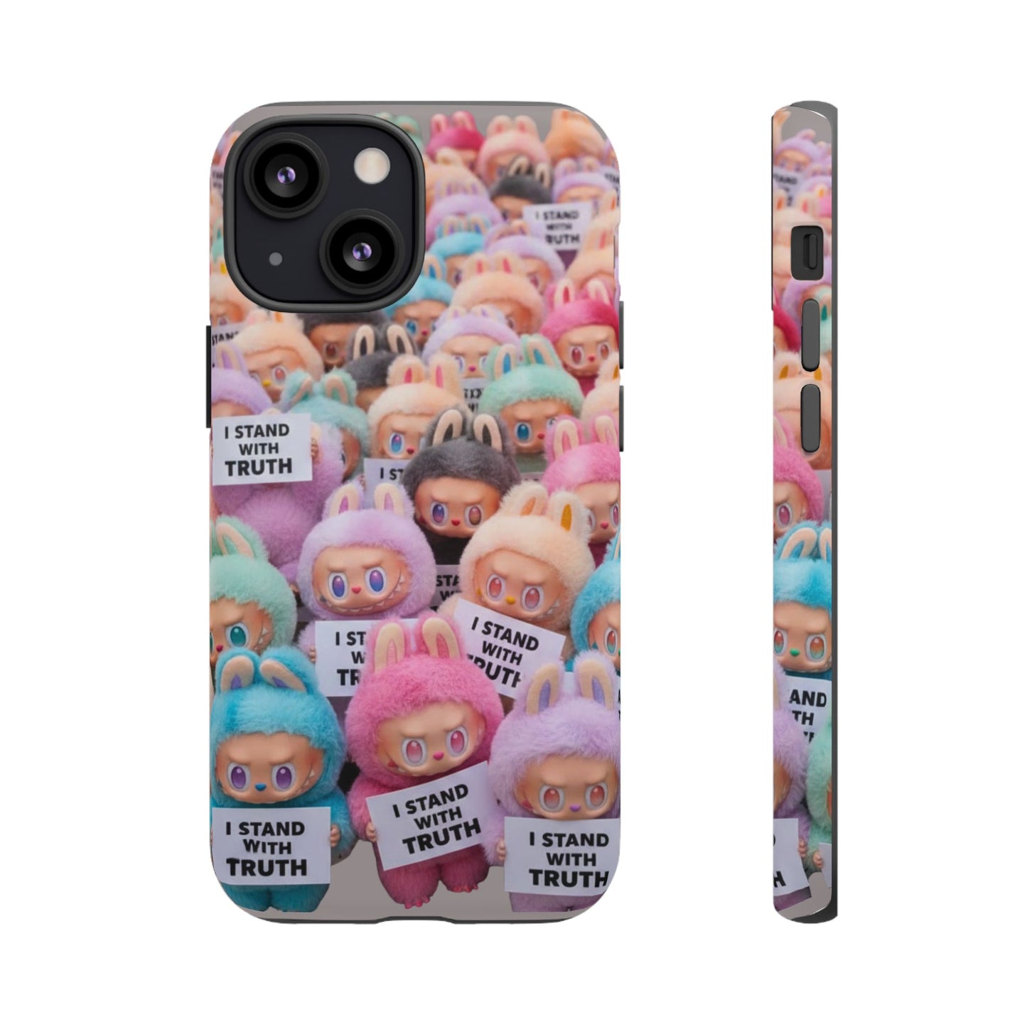 Cute Labubu  Phone Case — "I Stand With Truth" Pastel Doll Design