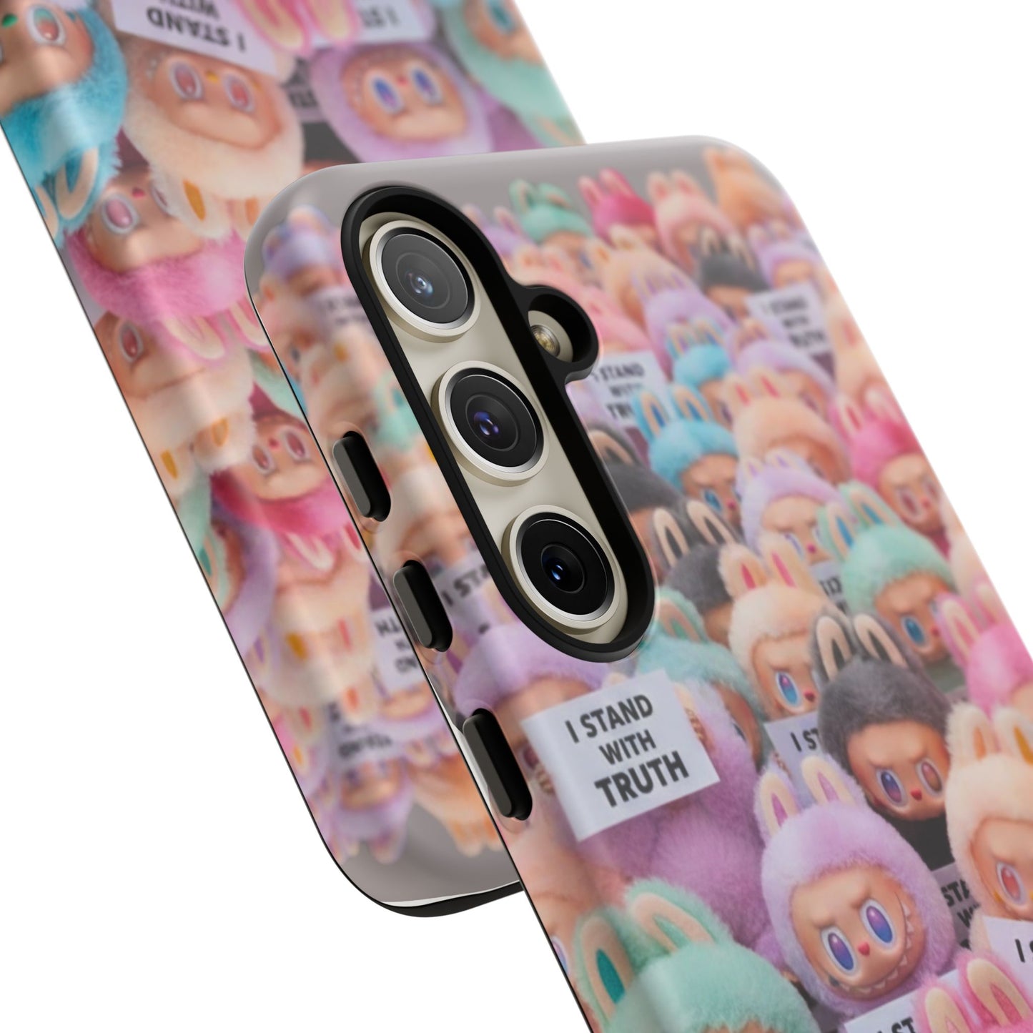 Cute Labubu  Phone Case — "I Stand With Truth" Pastel Doll Design