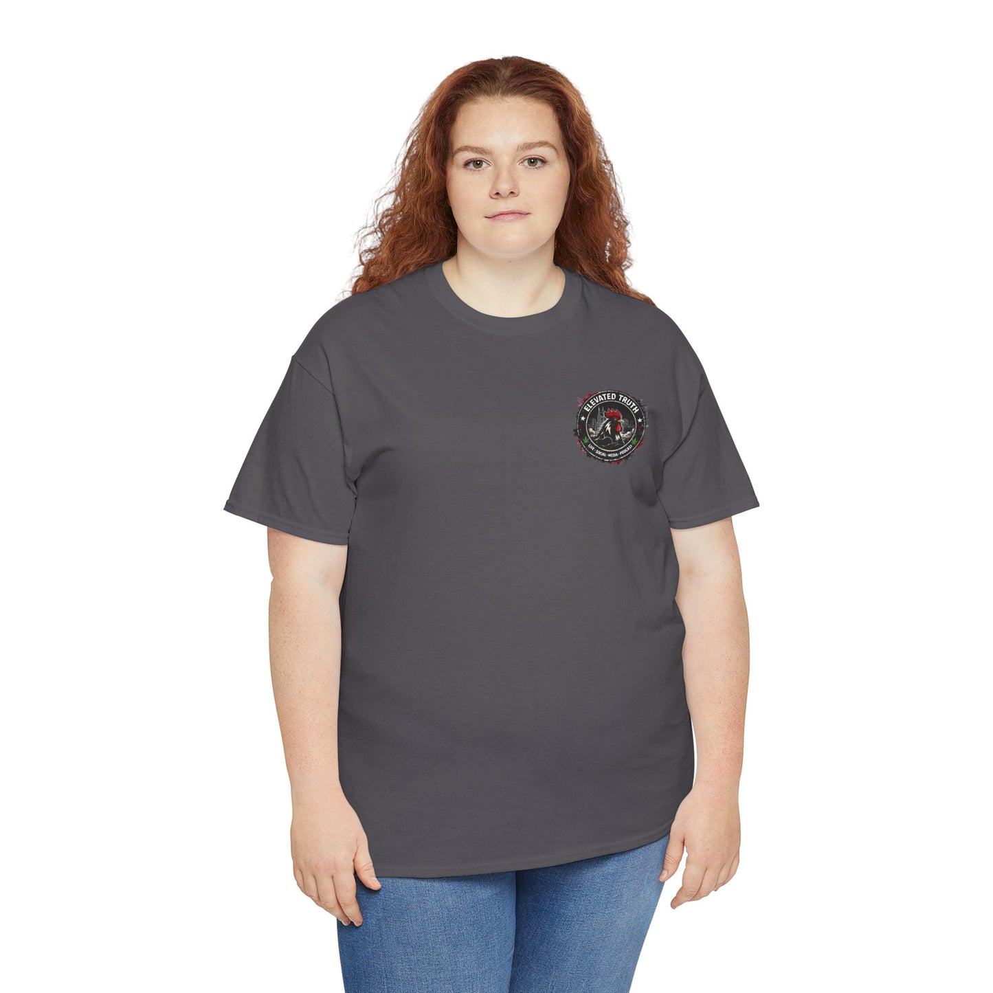 Rooster Squad Graphic Tee — Vintage Firefighter-Style Back Print
