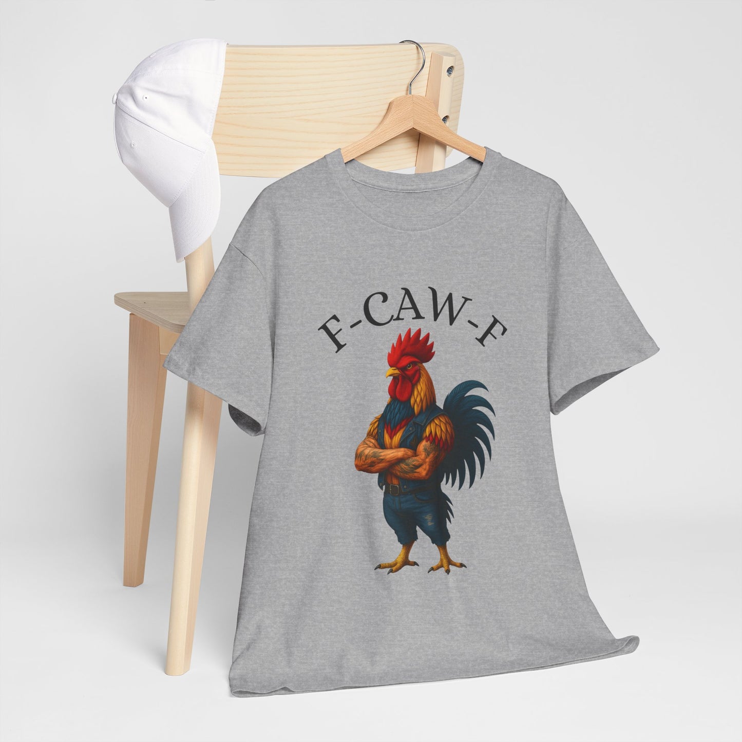 F-CAW-F Rooster Graphic Tee — Funny Rooster Illustration Shirt
