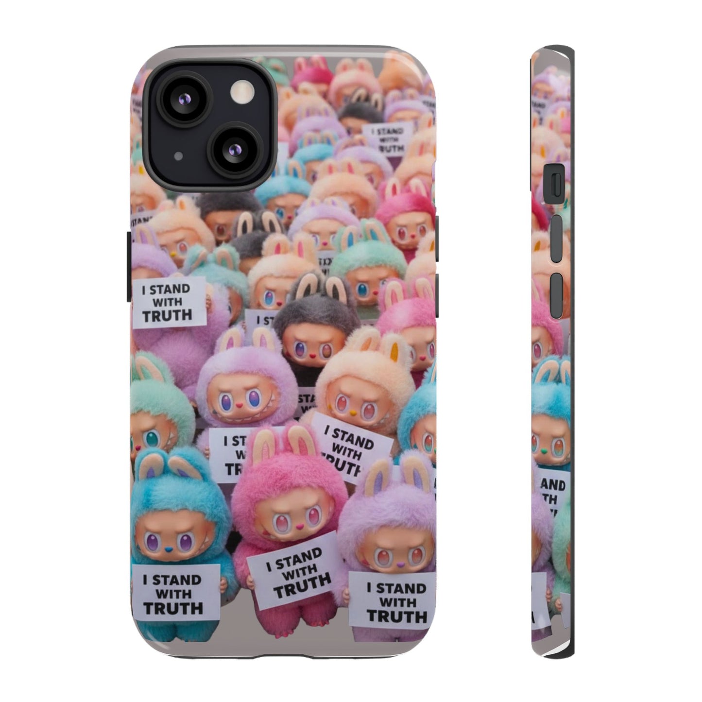Cute Labubu  Phone Case — "I Stand With Truth" Pastel Doll Design