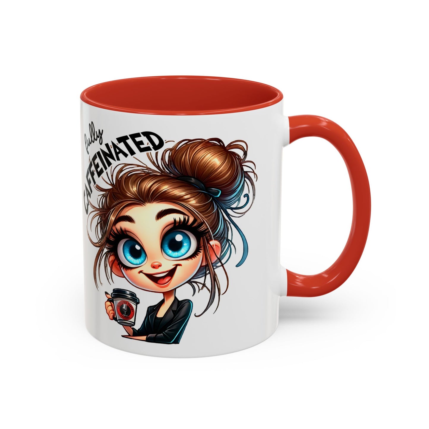 Funny Brown-Haired Girl Coffee Mug — "Messy Before Coffee, Fabulous After Coffee"
