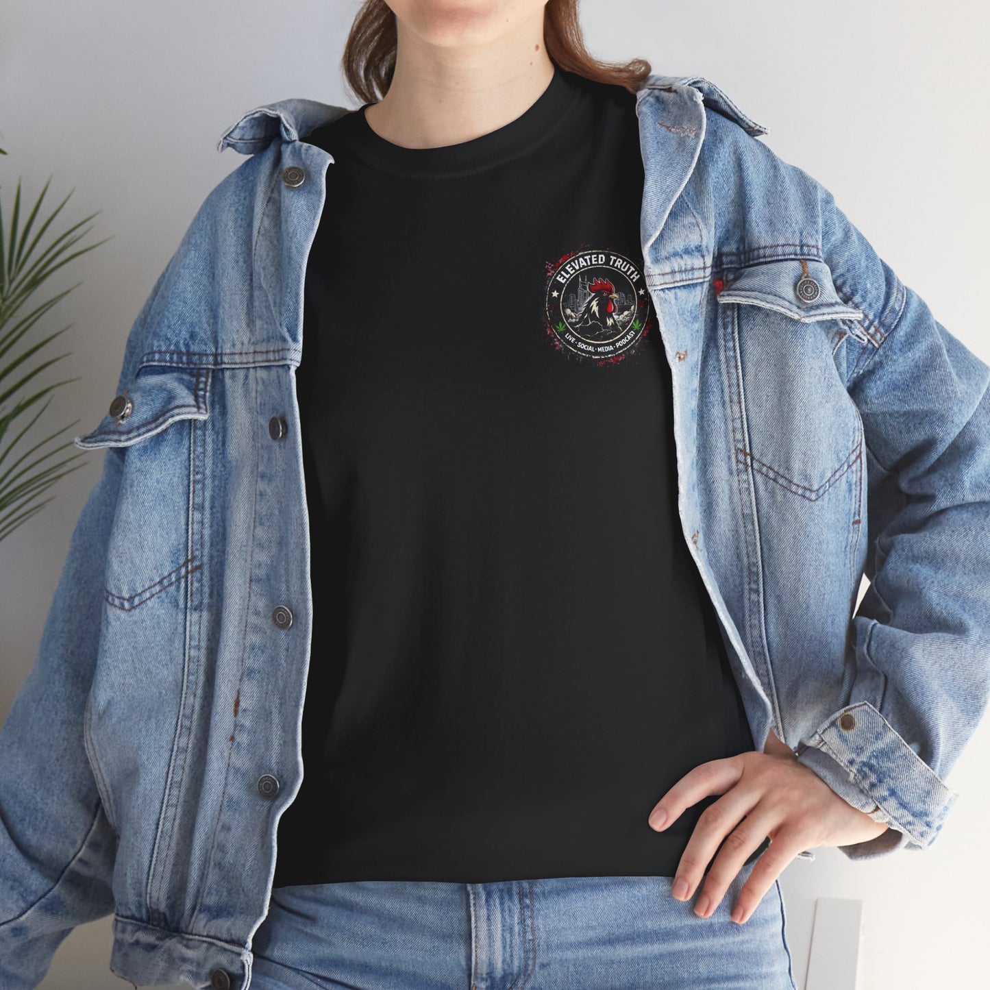 Rooster Squad Graphic Tee — Vintage Firefighter-Style Back Print