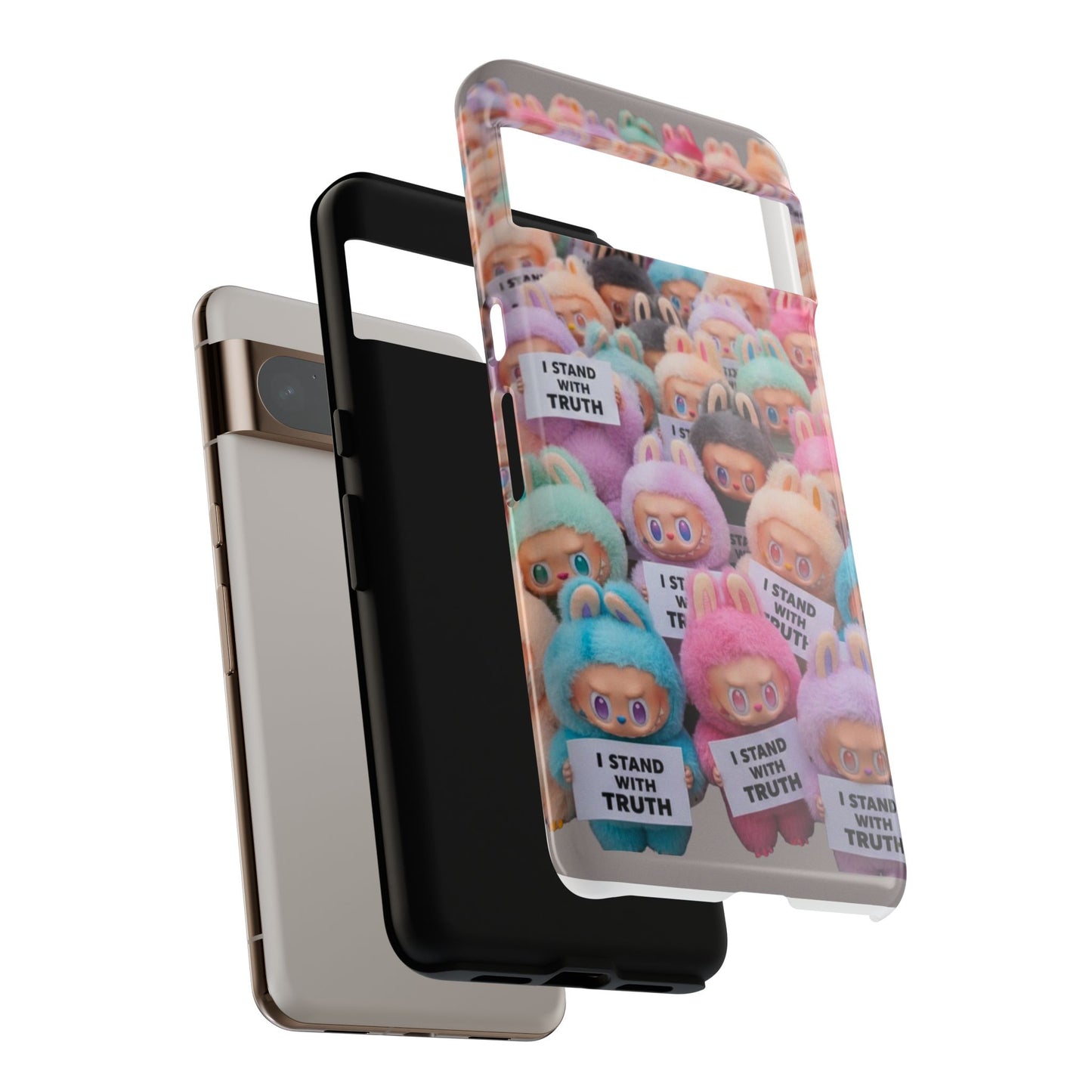 Cute Labubu  Phone Case — "I Stand With Truth" Pastel Doll Design