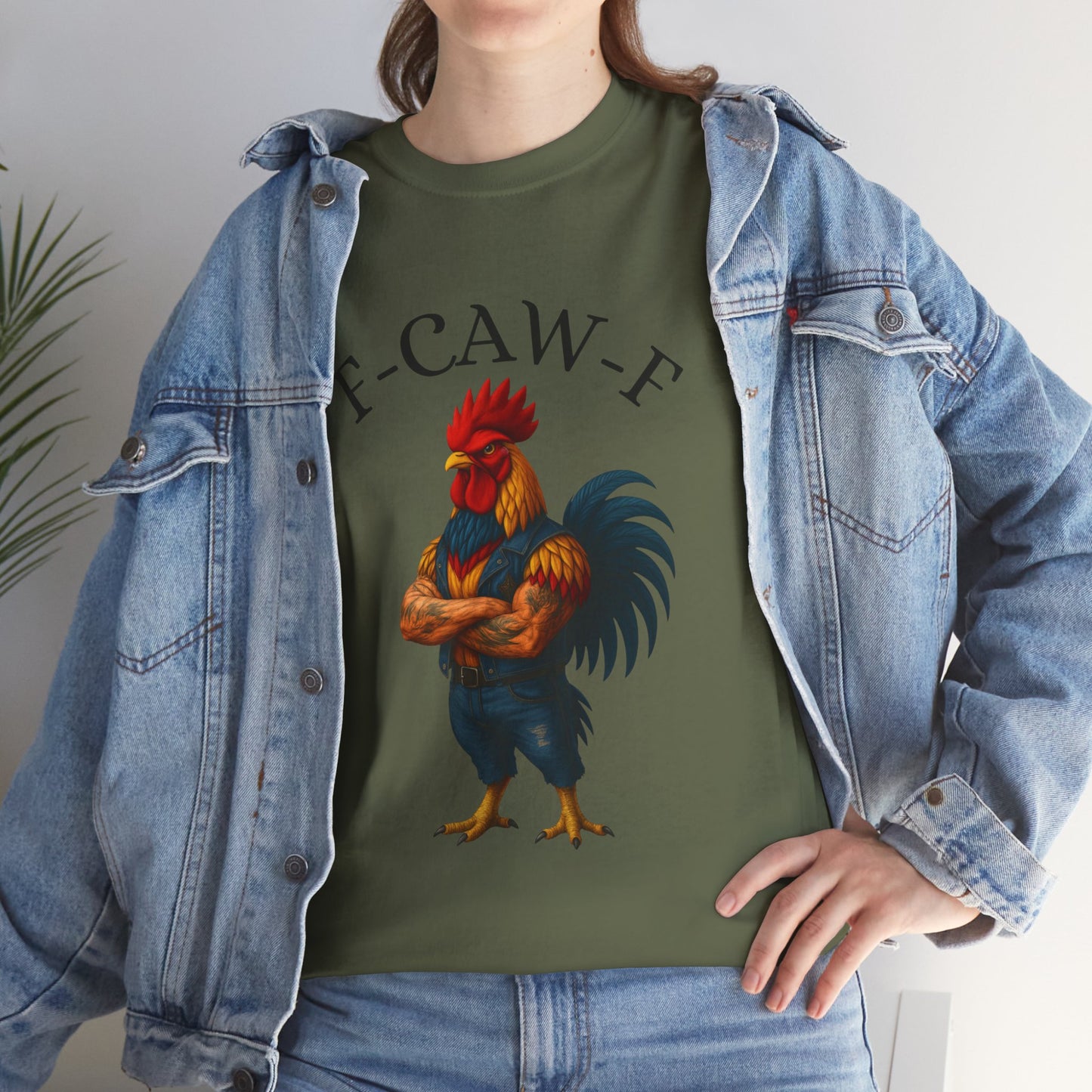 F-CAW-F Rooster Graphic Tee — Funny Rooster Illustration Shirt