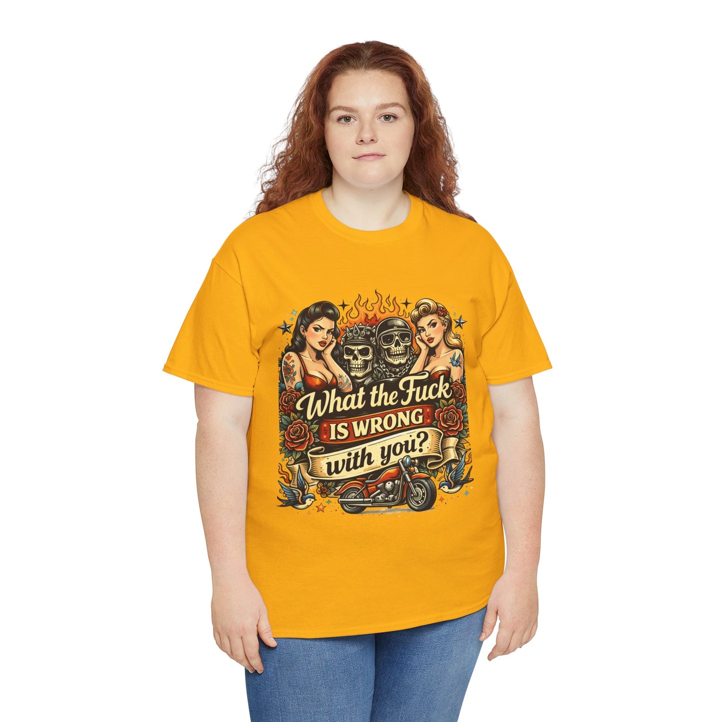 Vintage Skull & Pinup Tattoo Design __What the F*ck Is Wrong With You? Graphic Tee —