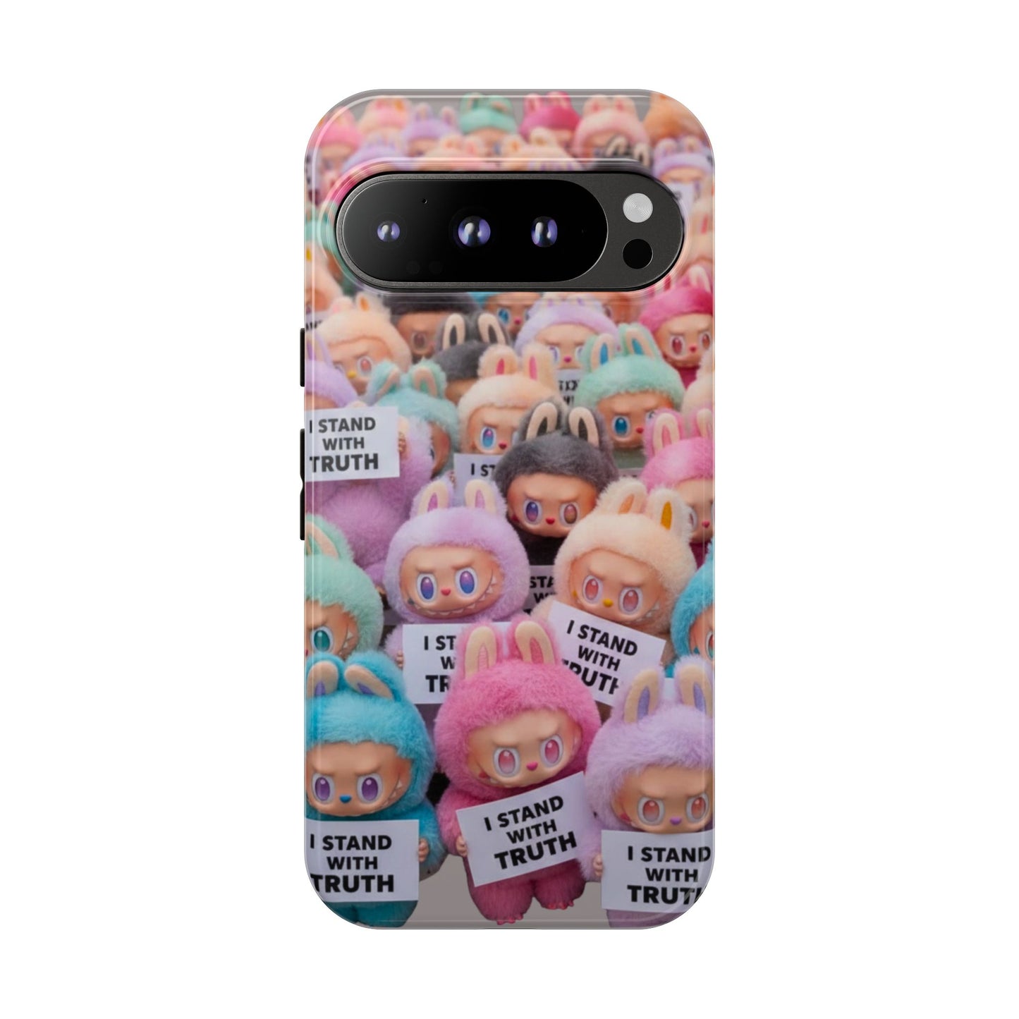 Cute Labubu  Phone Case — "I Stand With Truth" Pastel Doll Design