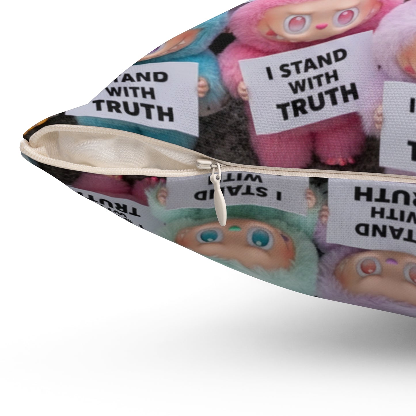 Cute LABUBU Decorative Pillow — "I Stand With Truth"