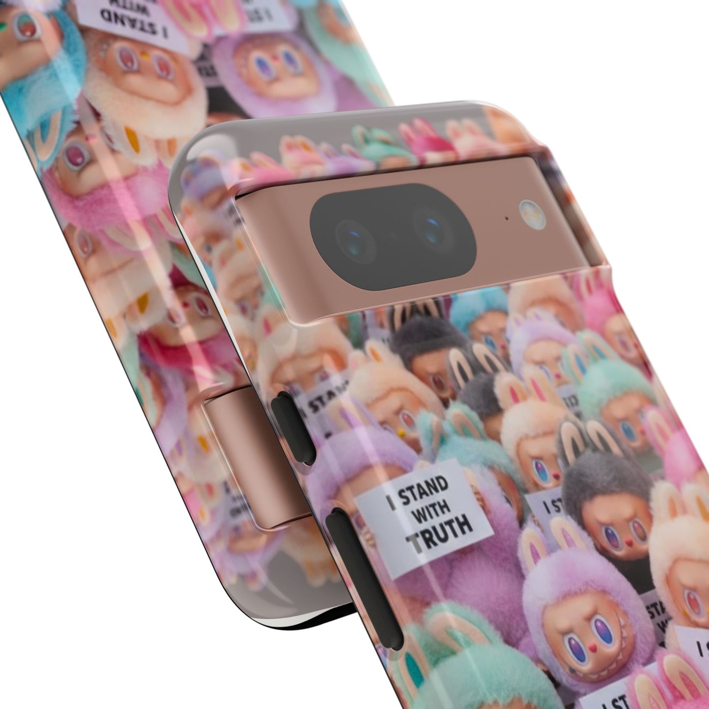 Cute Labubu  Phone Case — "I Stand With Truth" Pastel Doll Design