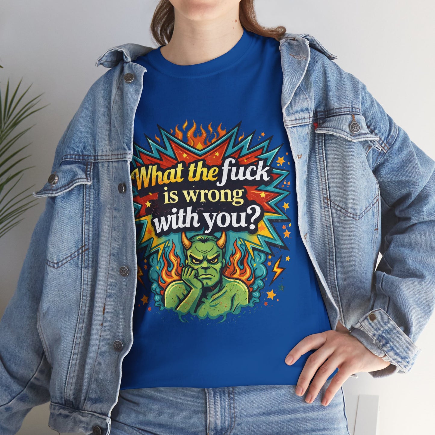 Graphic Tee — "What the F**k Is Wrong With You?" Retro Demon Design