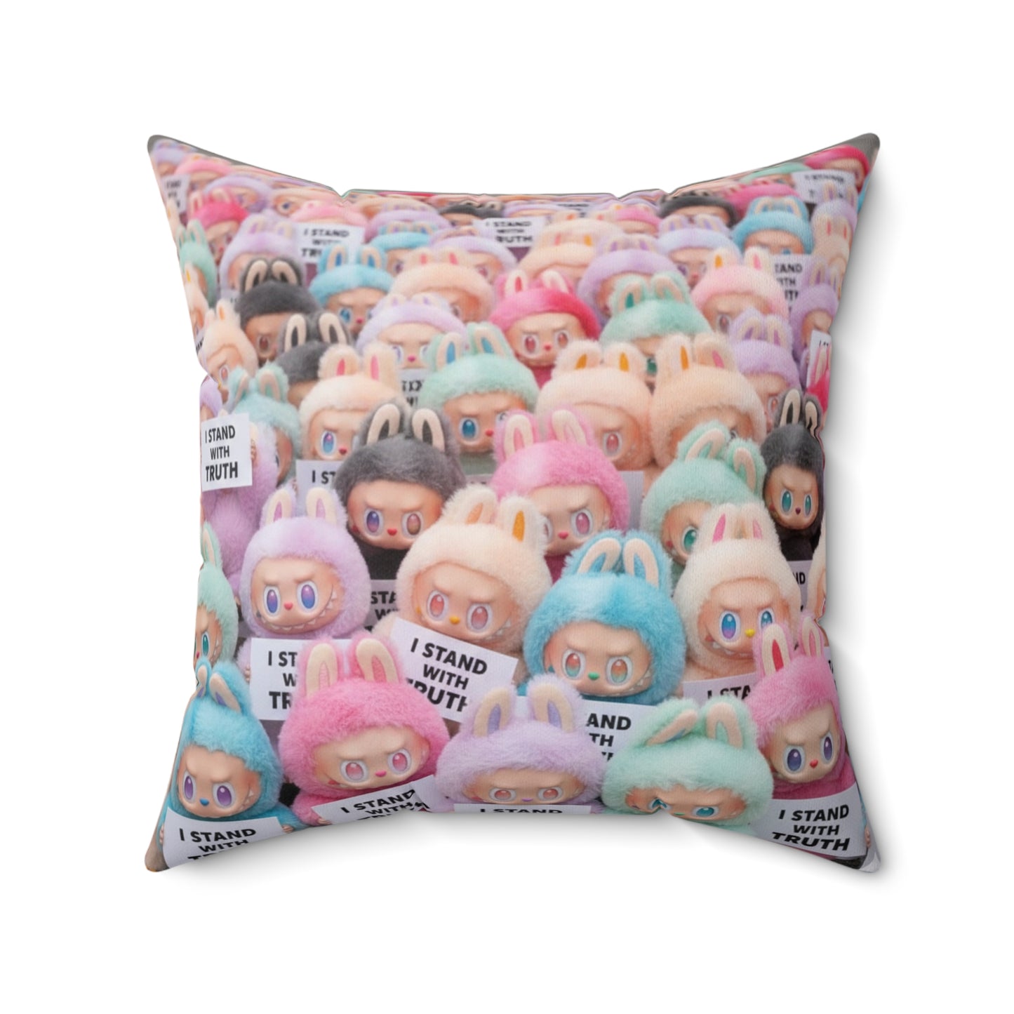 Cute LABUBU Decorative Pillow — "I Stand With Truth"