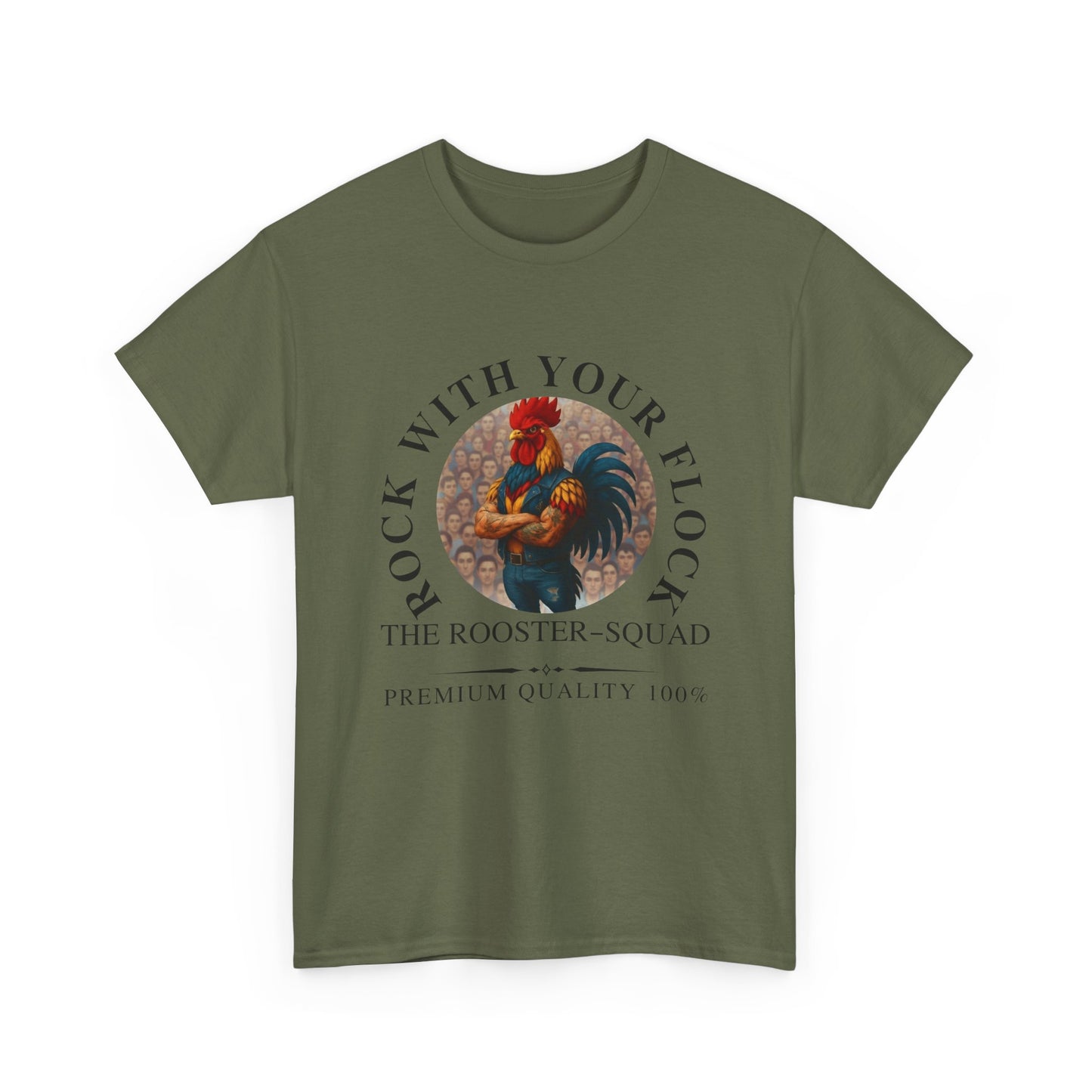 Rooster Squad Tee — "Rock With Your Flock" Vintage Rooster Graphic T-Shirt