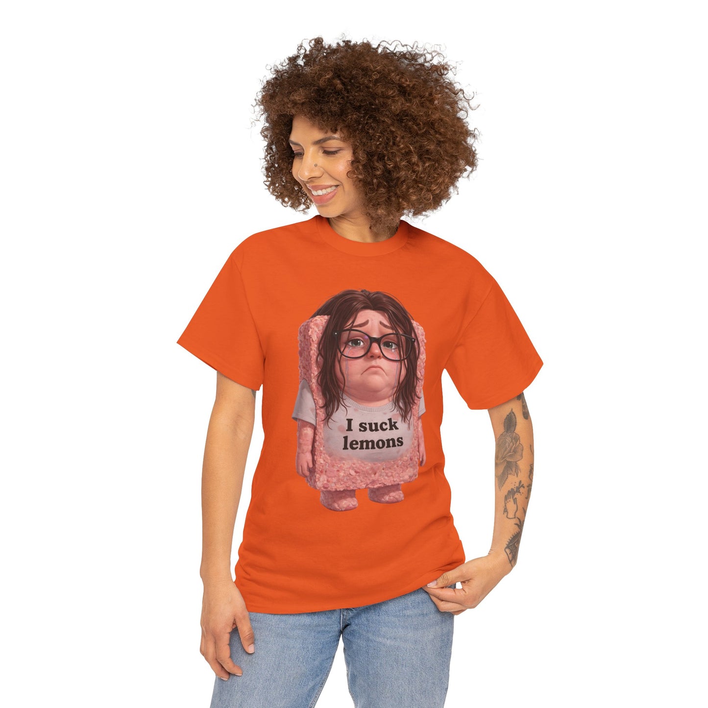 Graphic Tee — Cute Sad SPAM  Character with 'I suck lemons' Slogan