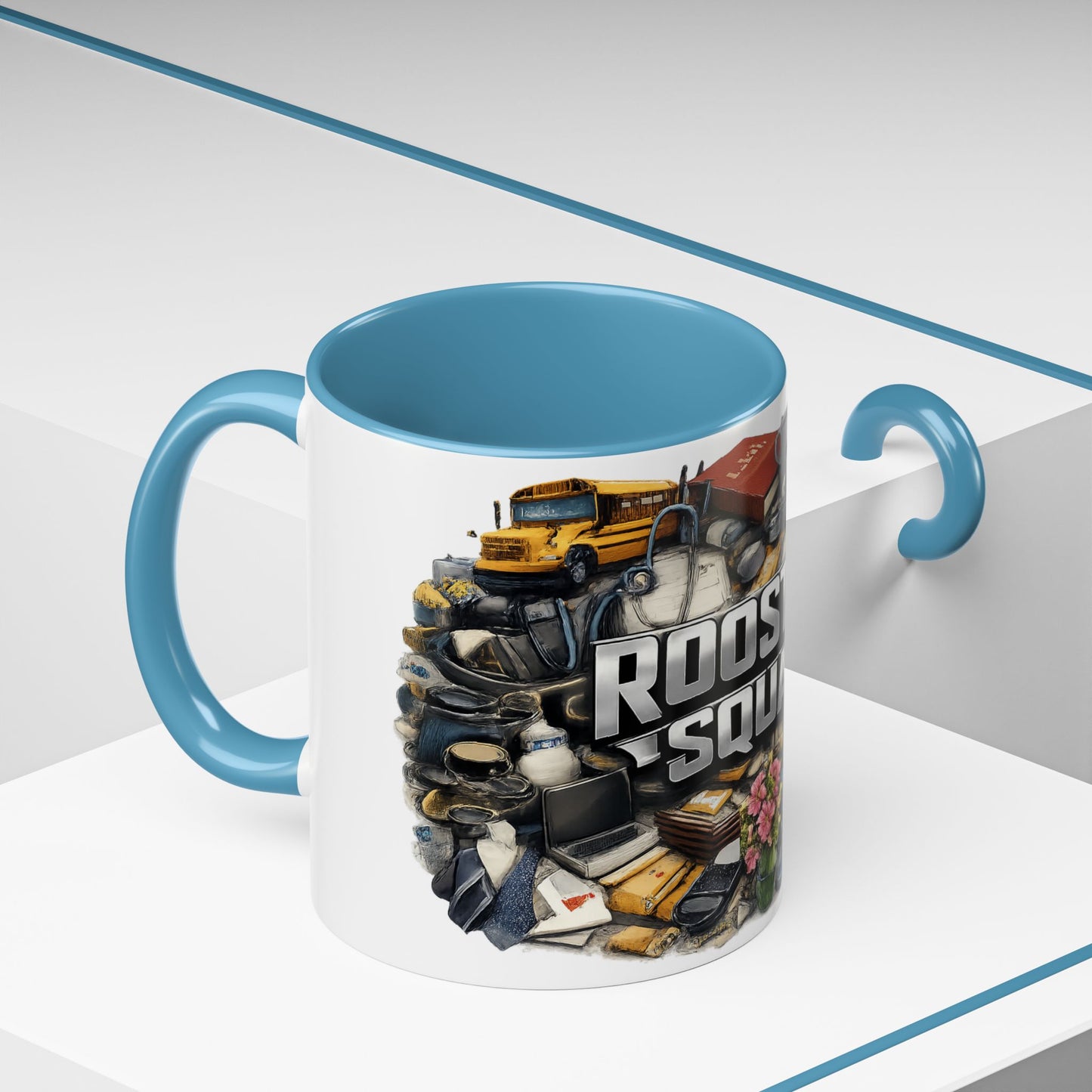Rooster Squad Accent Coffee Mug — 'Rooster Squad, Loud and Proud' Bright Ceramic Mug