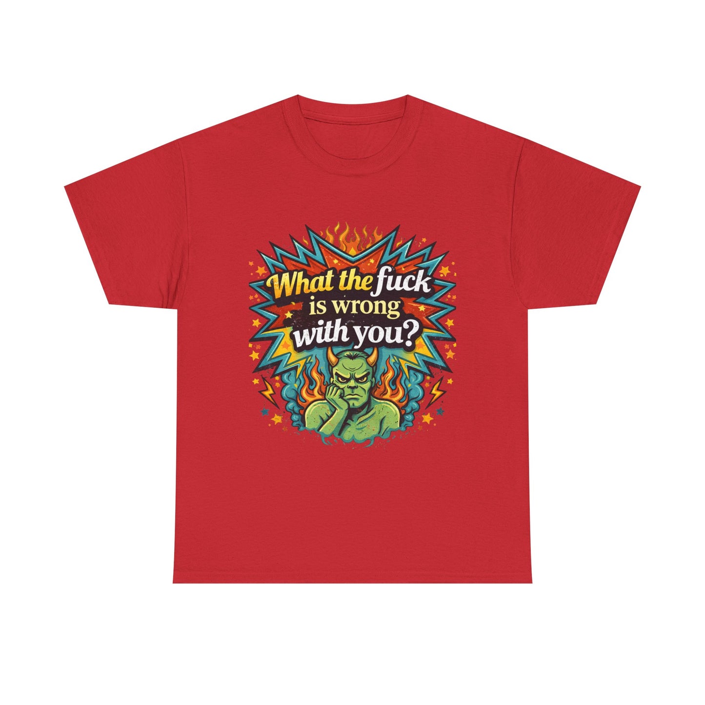 Graphic Tee — "What the F**k Is Wrong With You?" Retro Demon Design