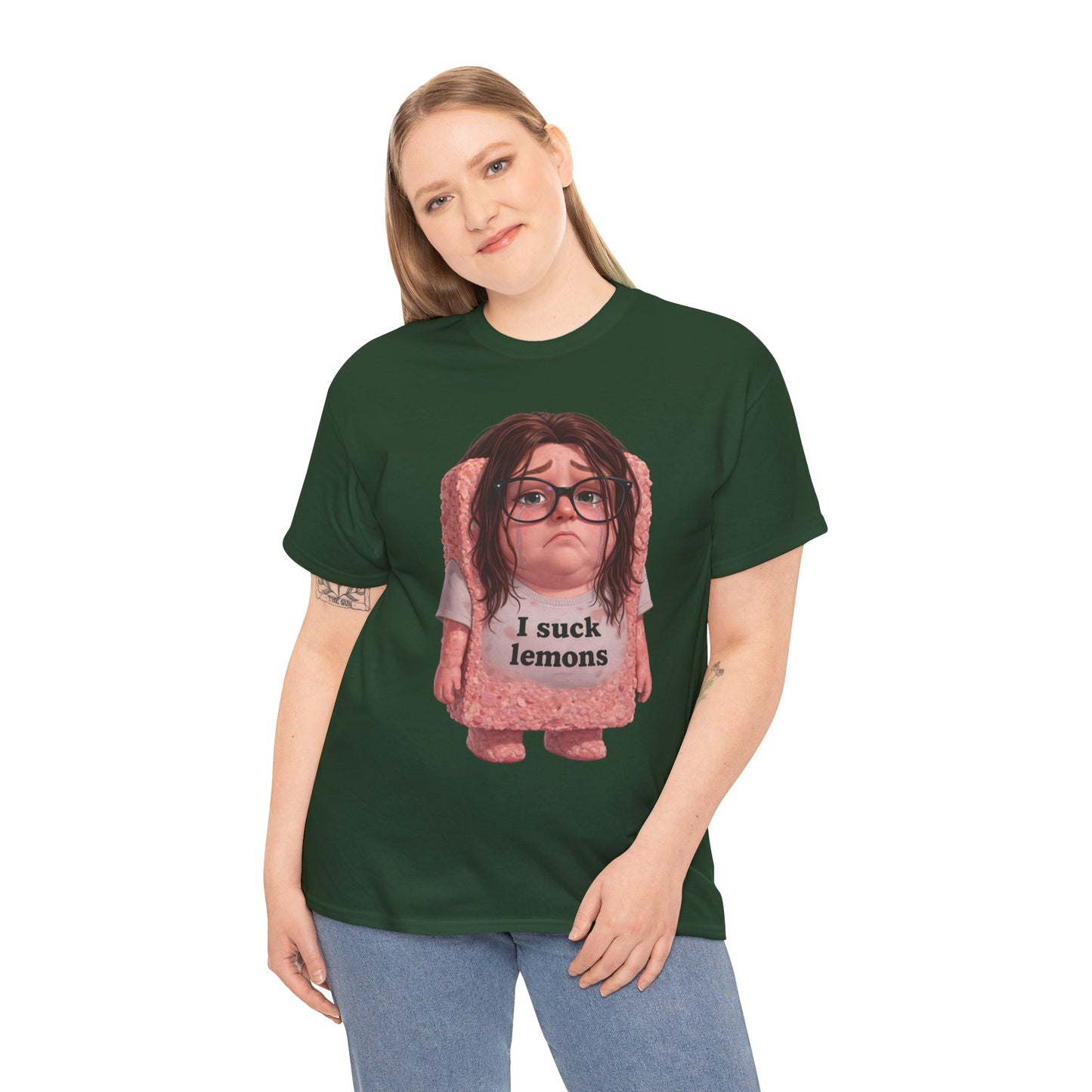 Graphic Tee — Cute Sad SPAM  Character with 'I suck lemons' Slogan