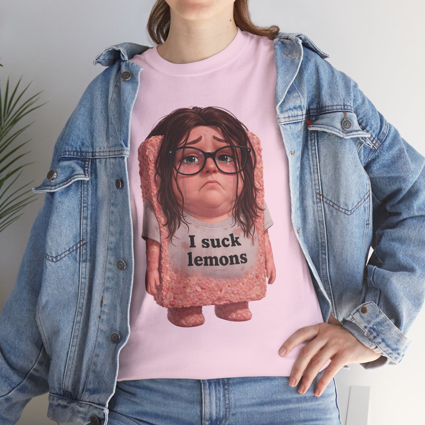 Graphic Tee — Cute Sad SPAM  Character with 'I suck lemons' Slogan